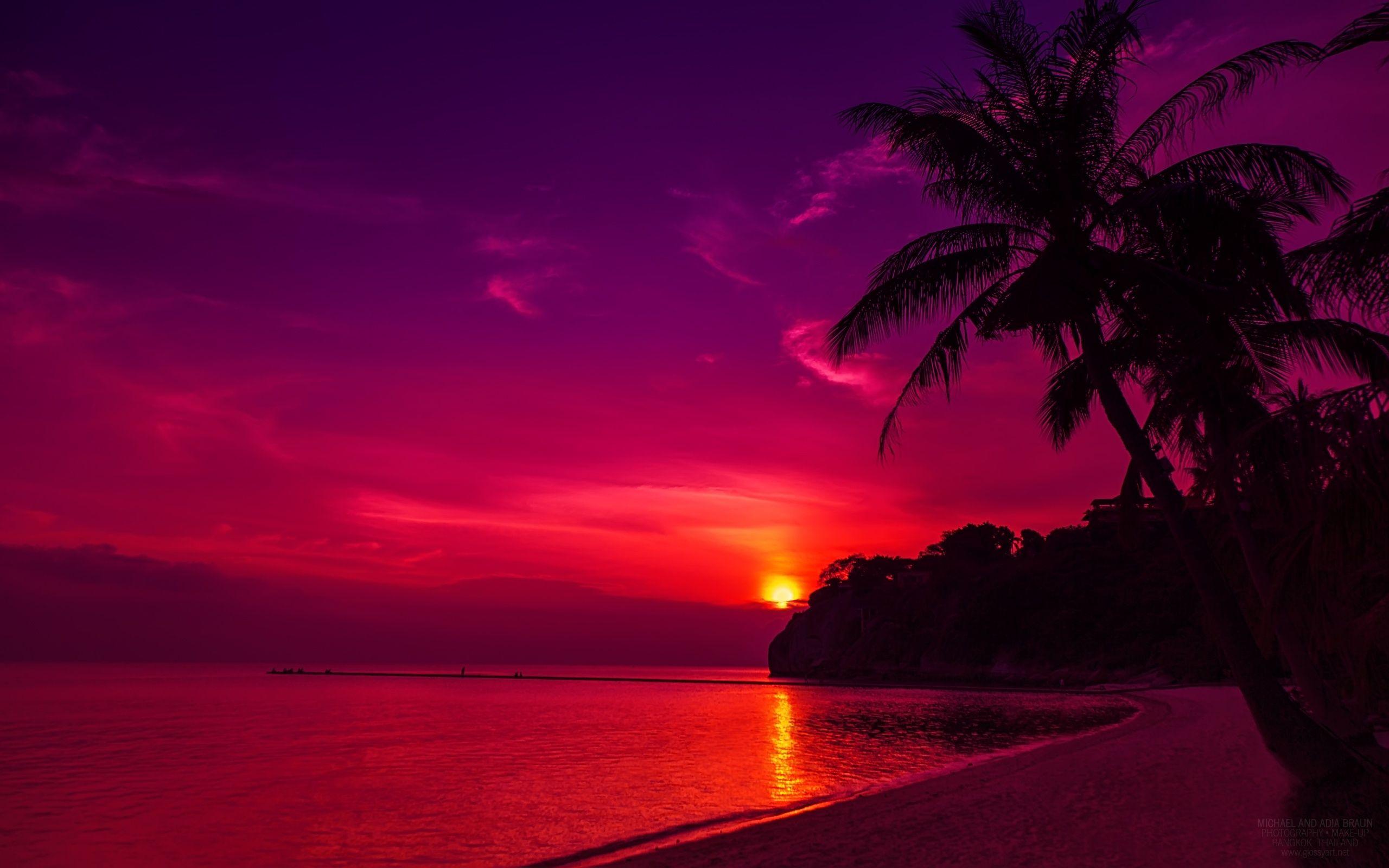 Aesthetic Wallpaper Island Sunset, HD Wallpaper
