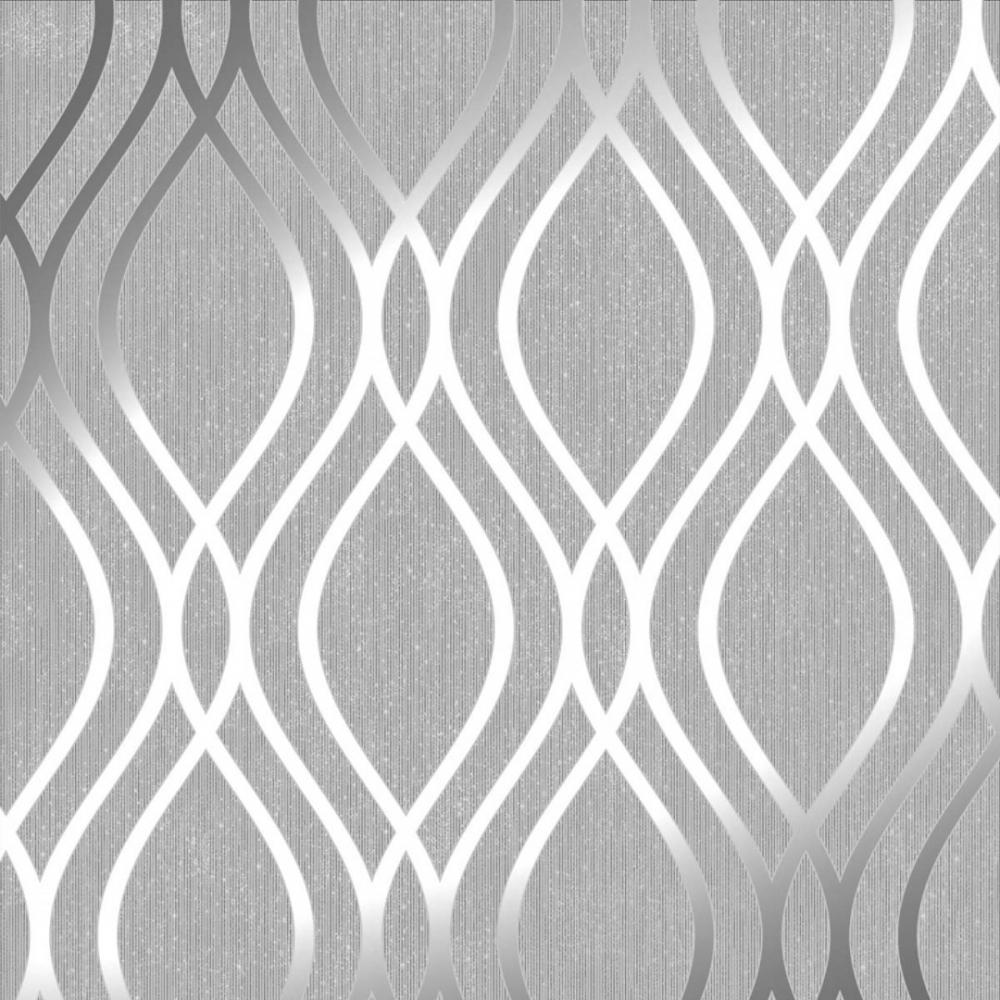 Camden Wave Wallpaper Soft Grey Silver
