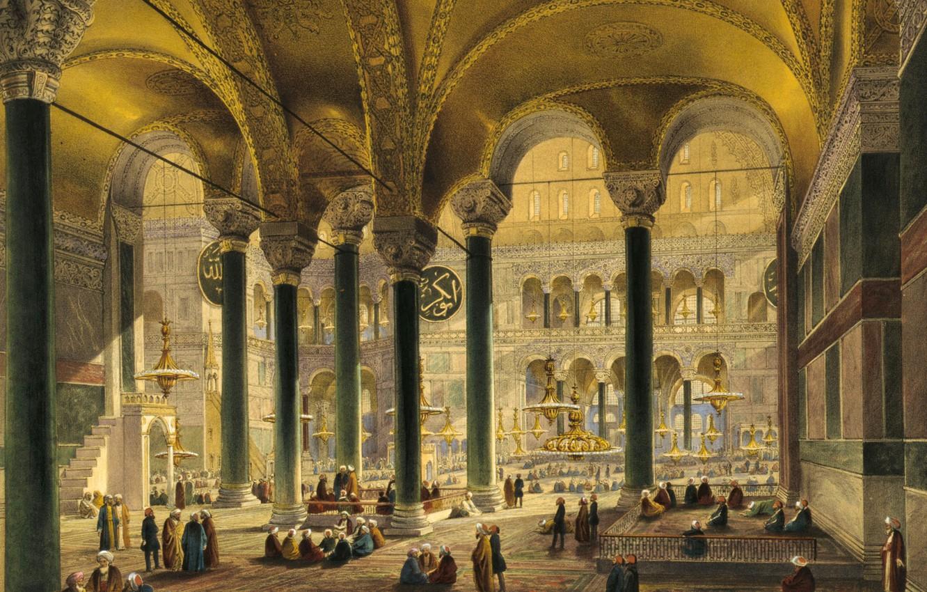 Wallpaper interior, mosque, Museum, Istanbul, Turkey, Hagia