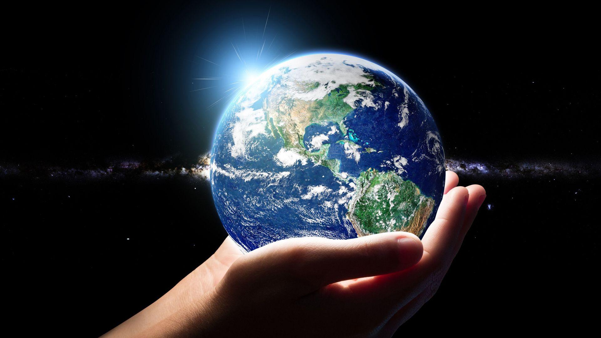 Earth Planet 3D in Hands Digital Art Wallpaper