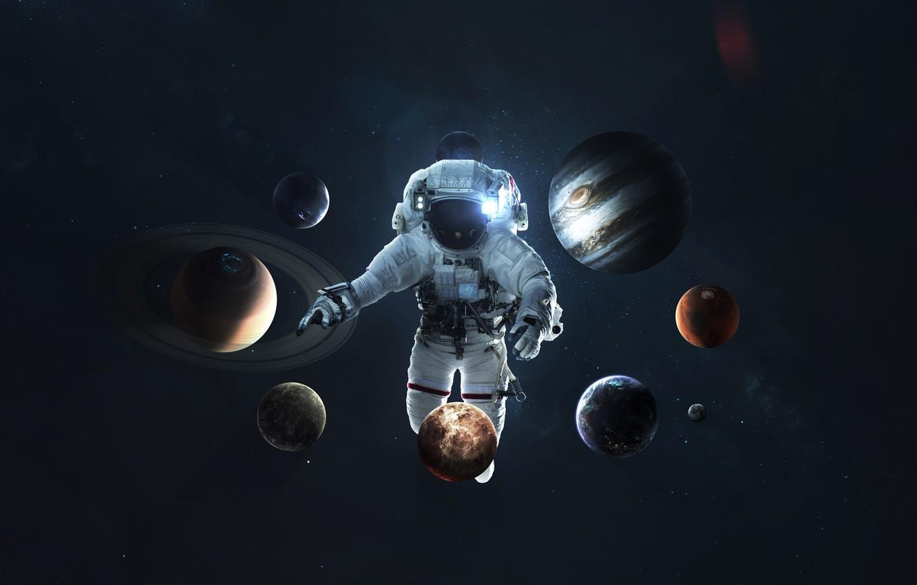 Wallpaper Saturn, The moon, Space, Earth, Planet, Astronaut