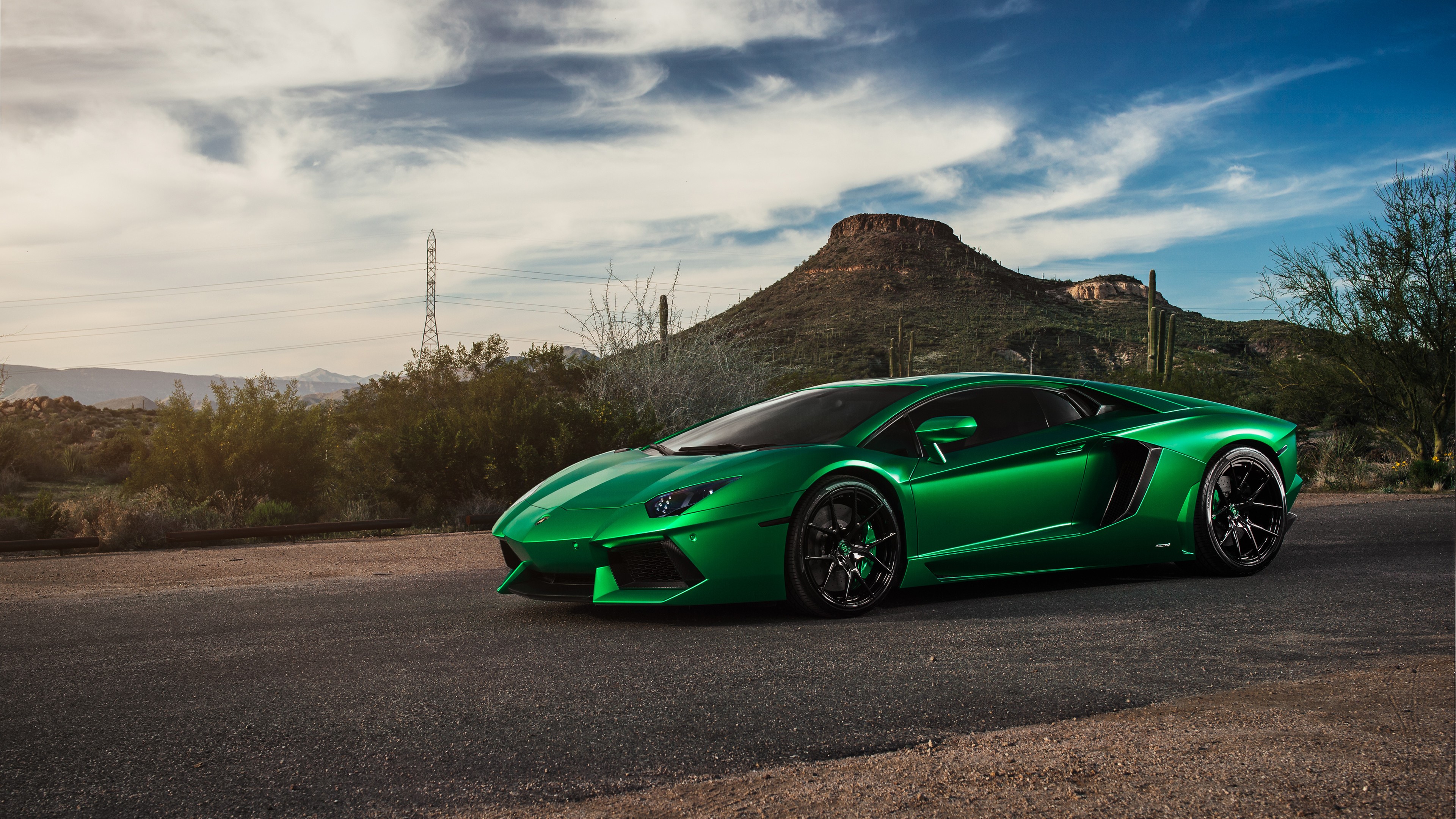 Lamborghini Aventador Green 4K Wallpaper. HD Car