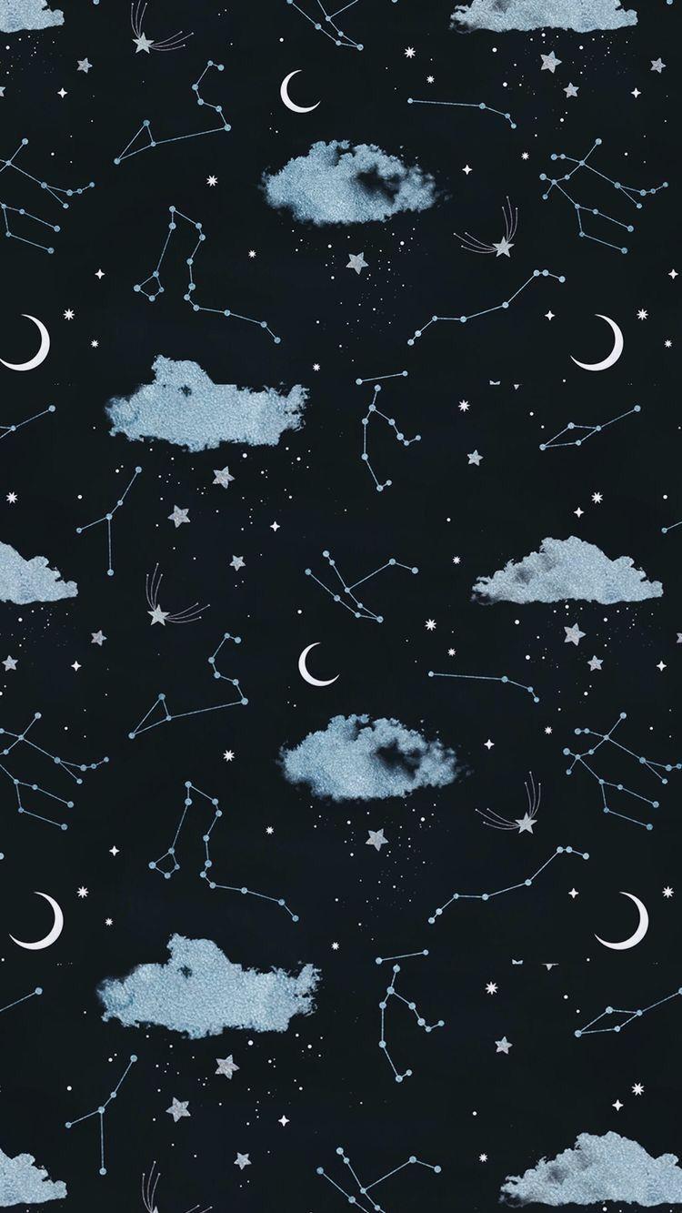 Starts night sky wallpaper. Moon, stars wallpaper