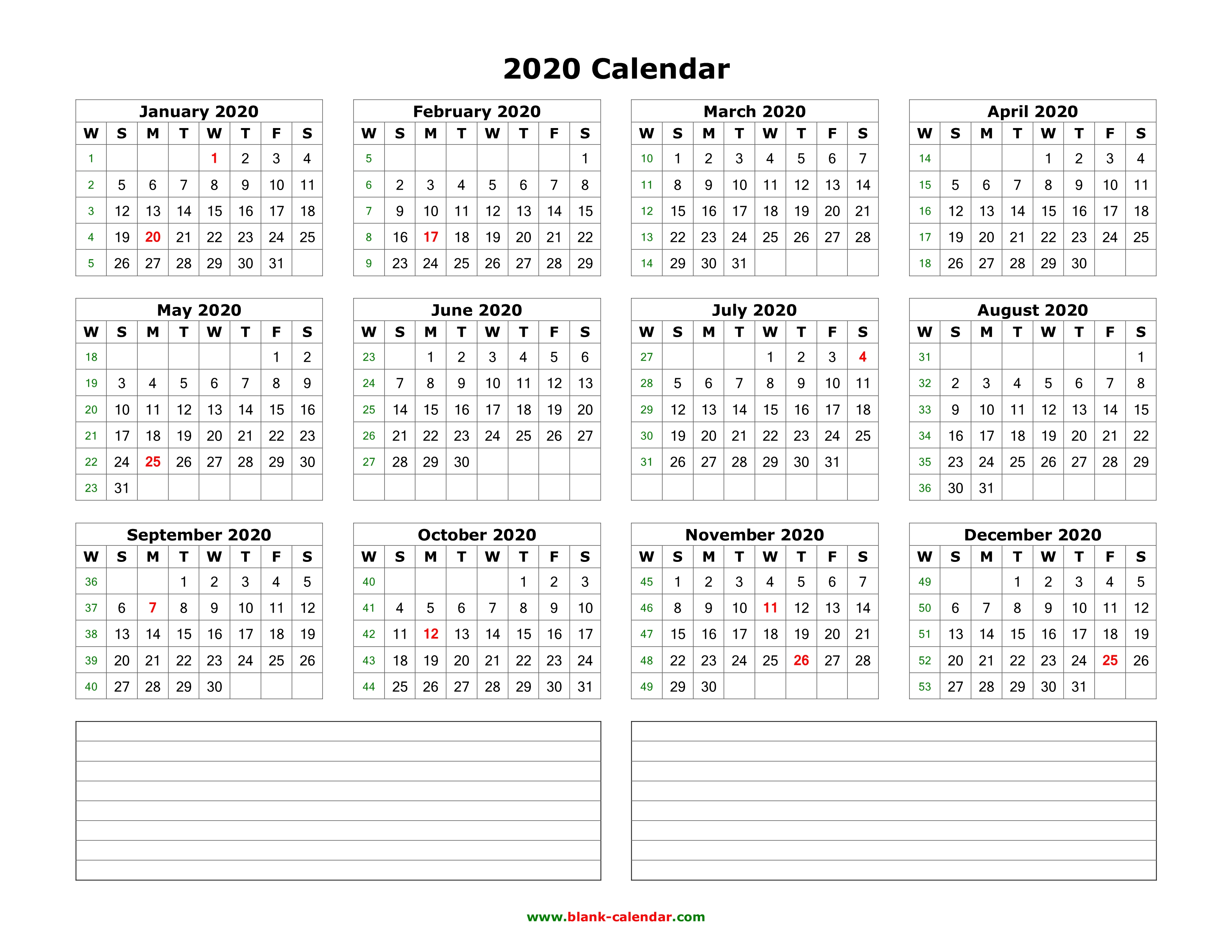 Printable Calendar One Page