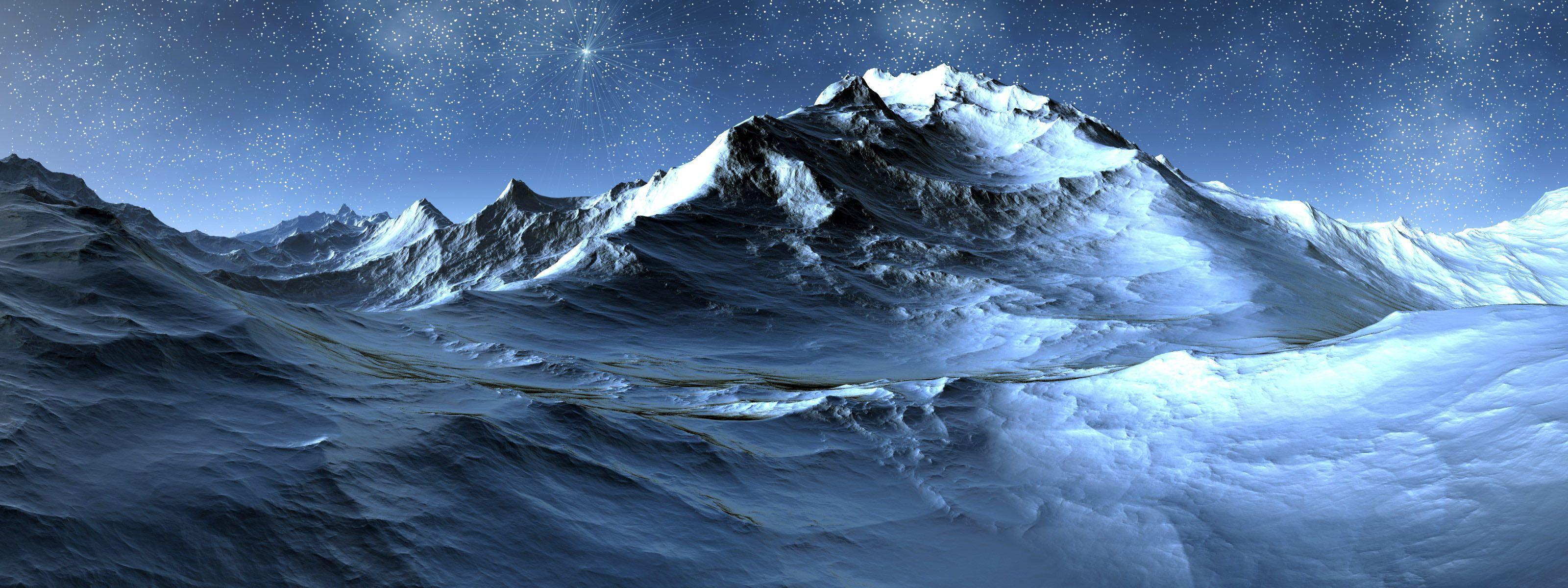 Ice Mountain. Nature Landscapes. Dual screen wallpaper
