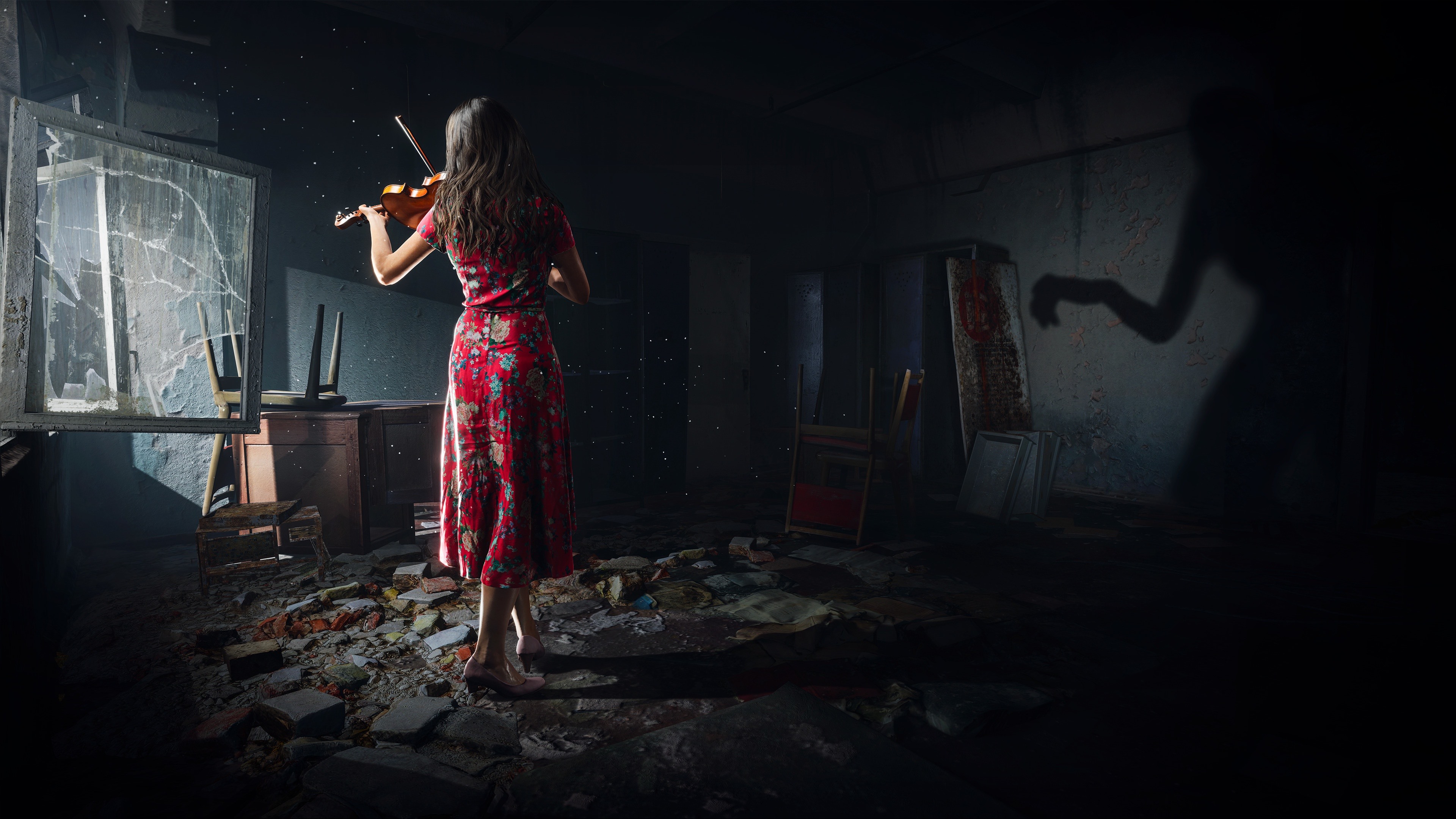 Chernobylite PC game, girl, back view, violin 1080x1920