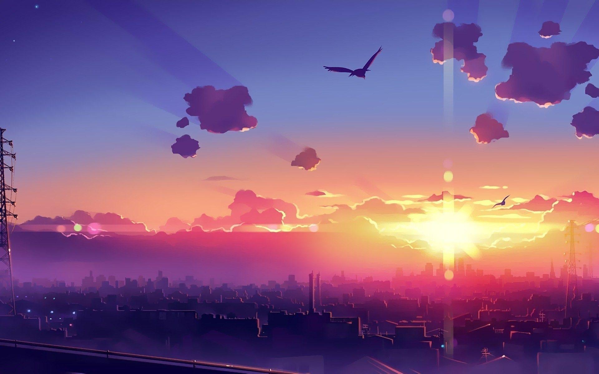 Anime #Wallpaper #Background. Anime scenery wallpaper, Sunrise