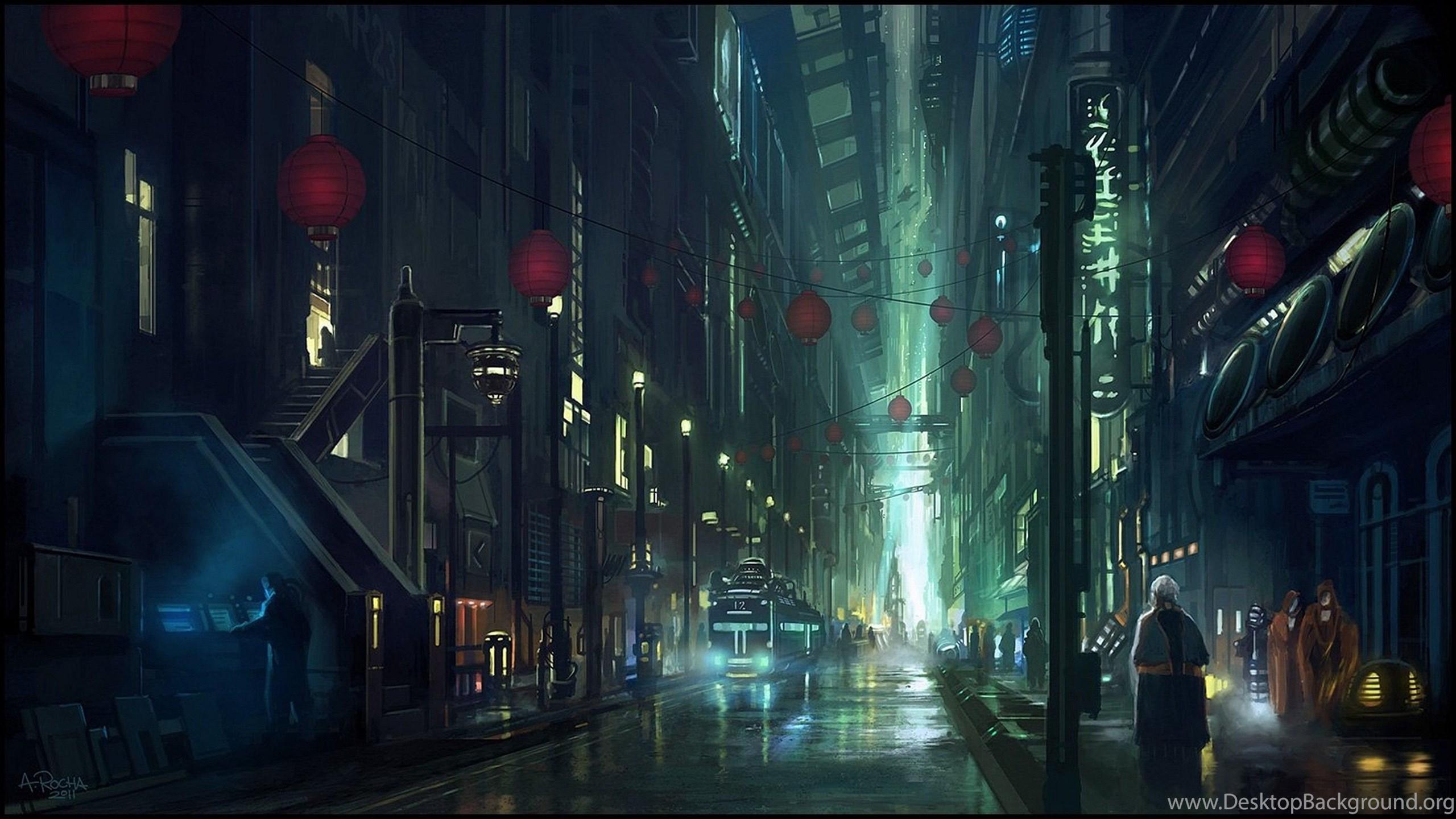 Anime City Scenery Wallpaper Desktop Background