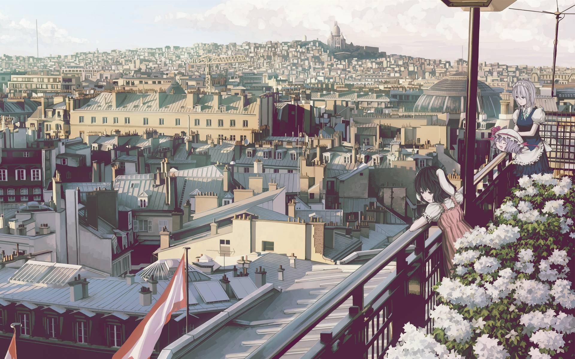 Anime City Scenery Wallpaper Free HD Wallpaper