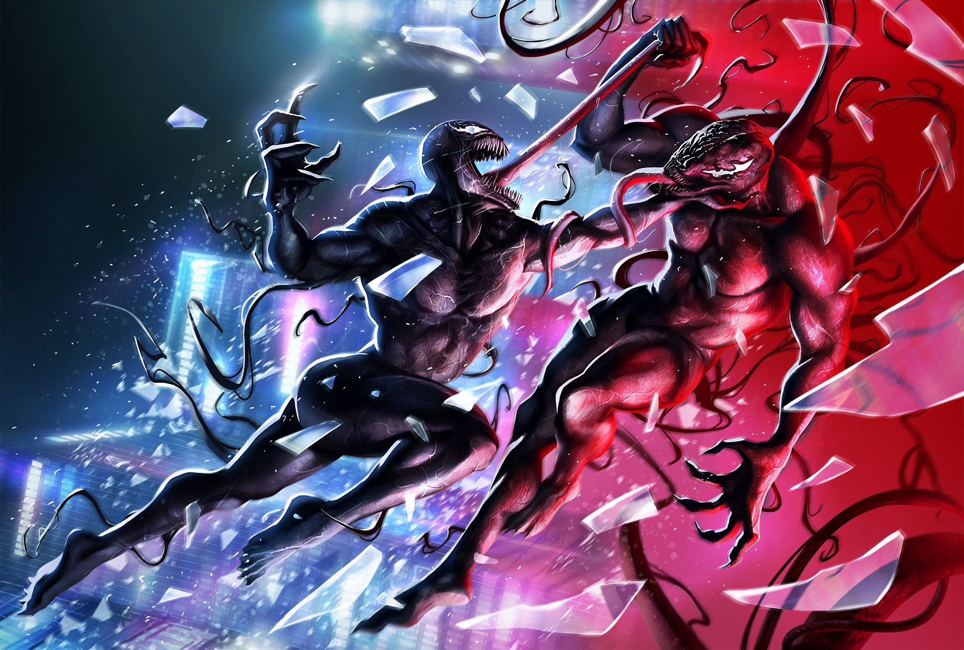 Venom Vs Riot Illustration, HD Superheroes, 4k Wallpaper