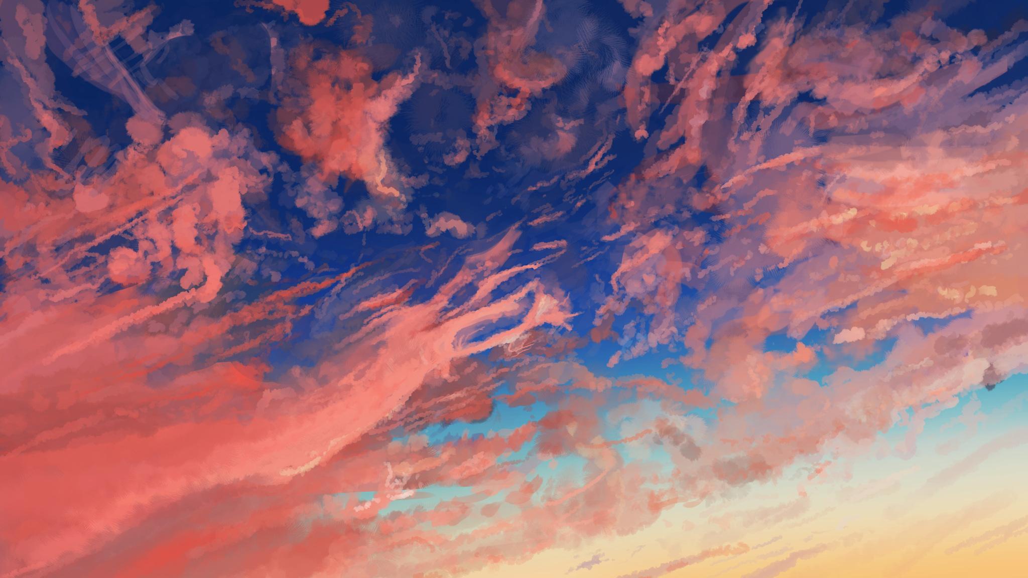 Cloud Sky Anime 2048x1152 Resolution HD 4k