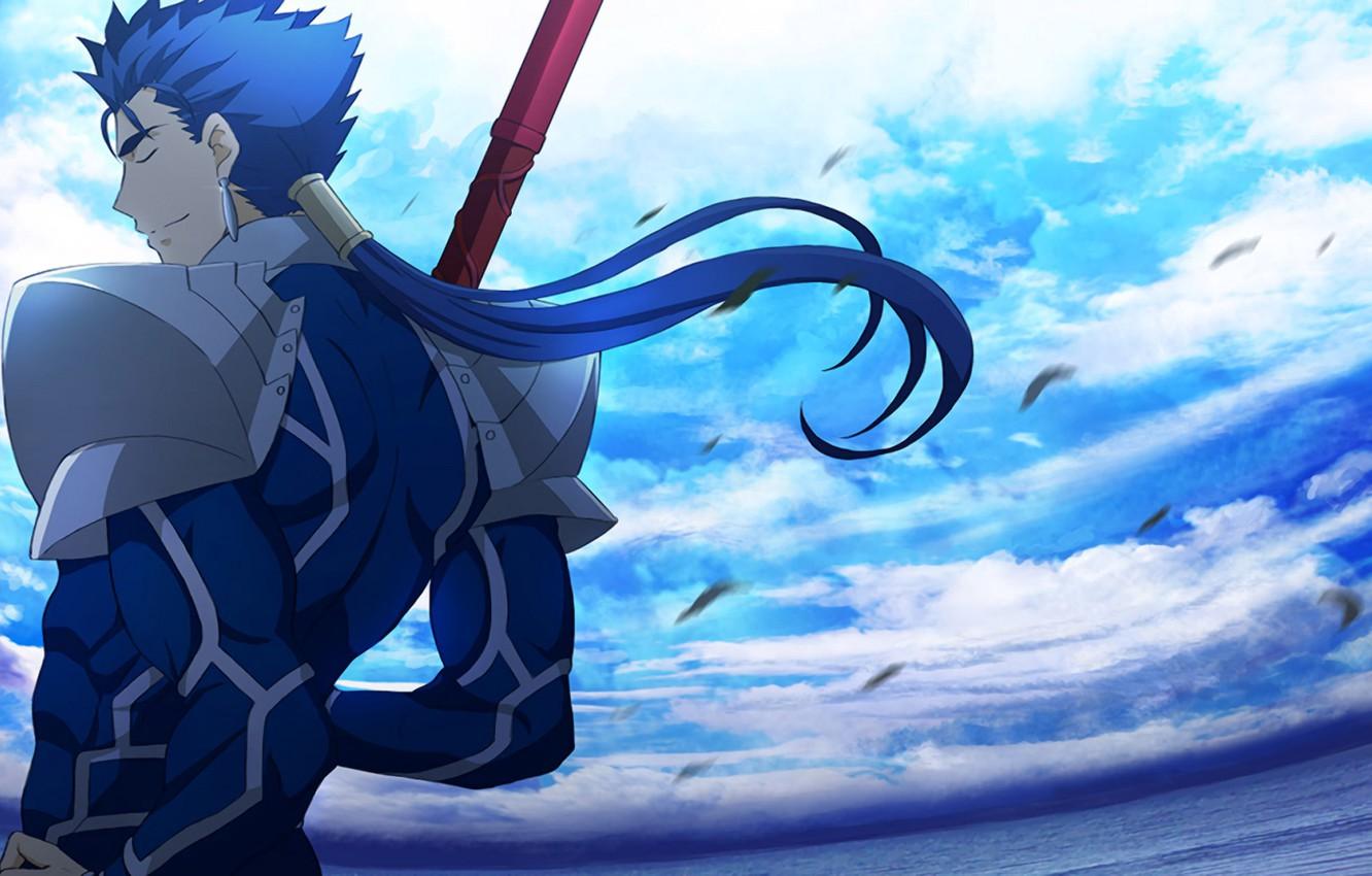 Wallpaper the sky, anime, art, guy, spear, Lancer, Fate stay night, Fate / Stay Night image for desktop, section сёнэн
