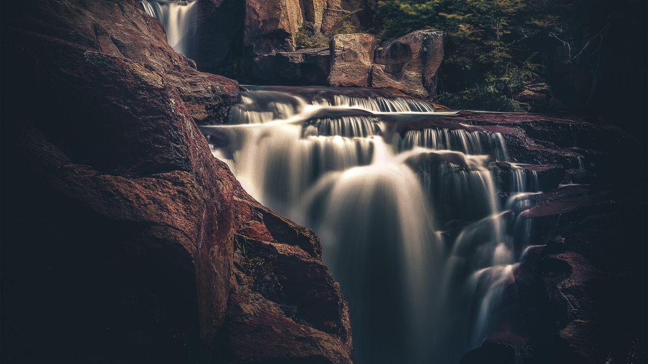Wallpaper Waterfall, Rocks, Creek, Stream, 4K, Nature