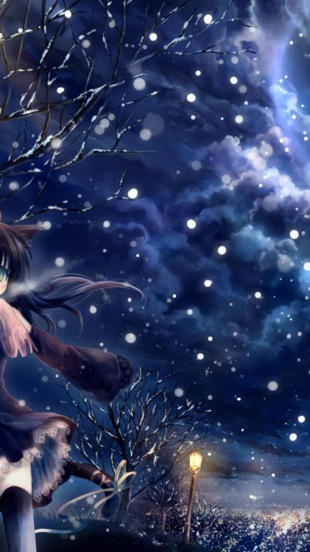 Anime Winter Landscape 2K wallpaper download