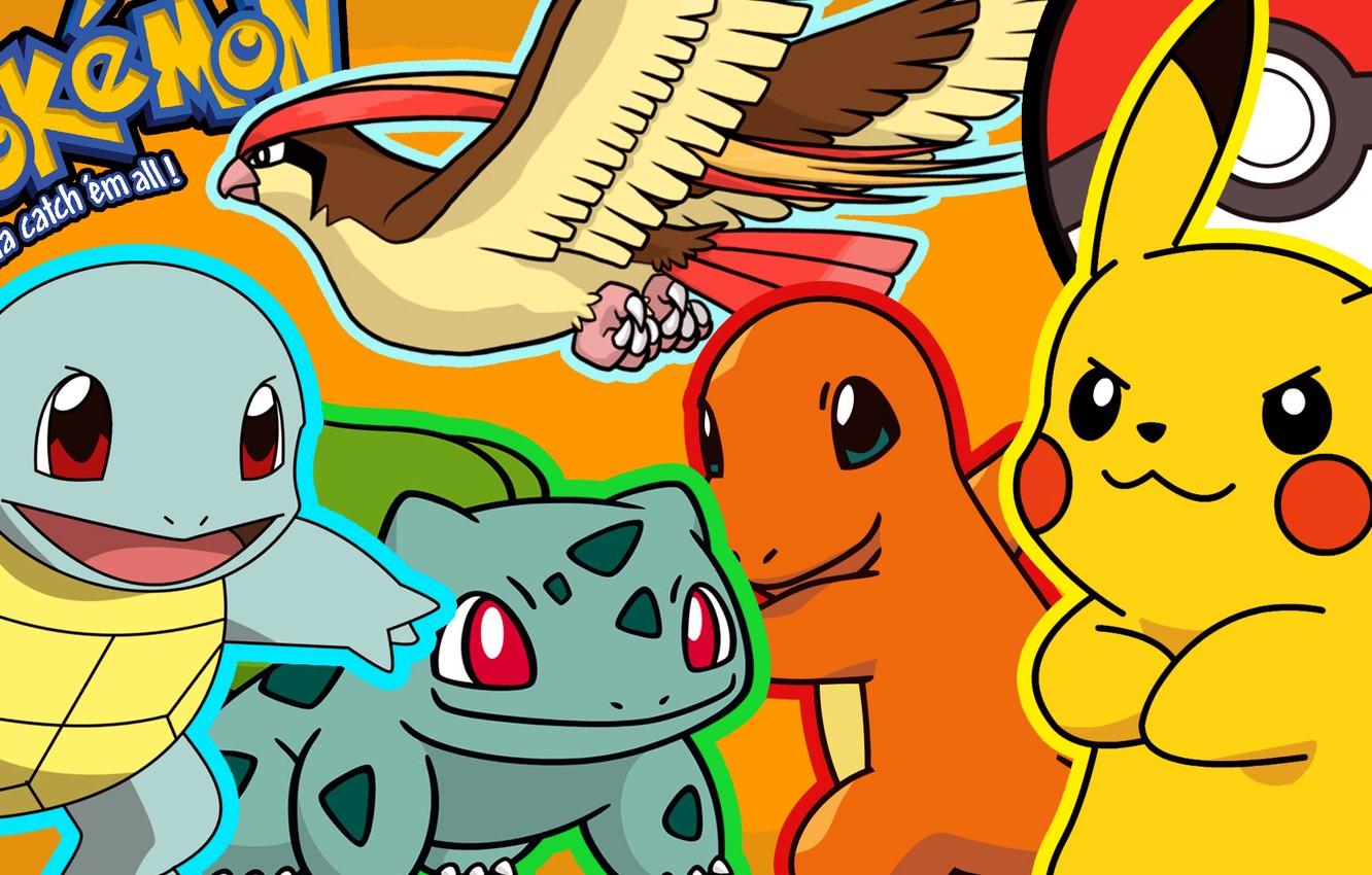 Wallpaper Pikachu, pokemon, pokemon, Pikachu, bulbasaur, squirtle, squirtle, charmander, charmander, bulbasaur image for desktop, section кодомо