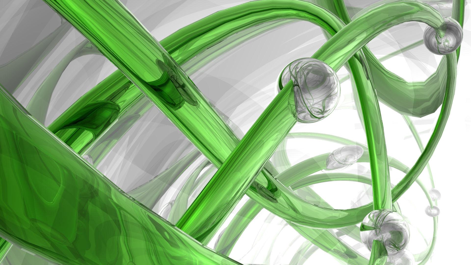 Download wallpaper 1920x1080 3D, spiral, glass, green, white