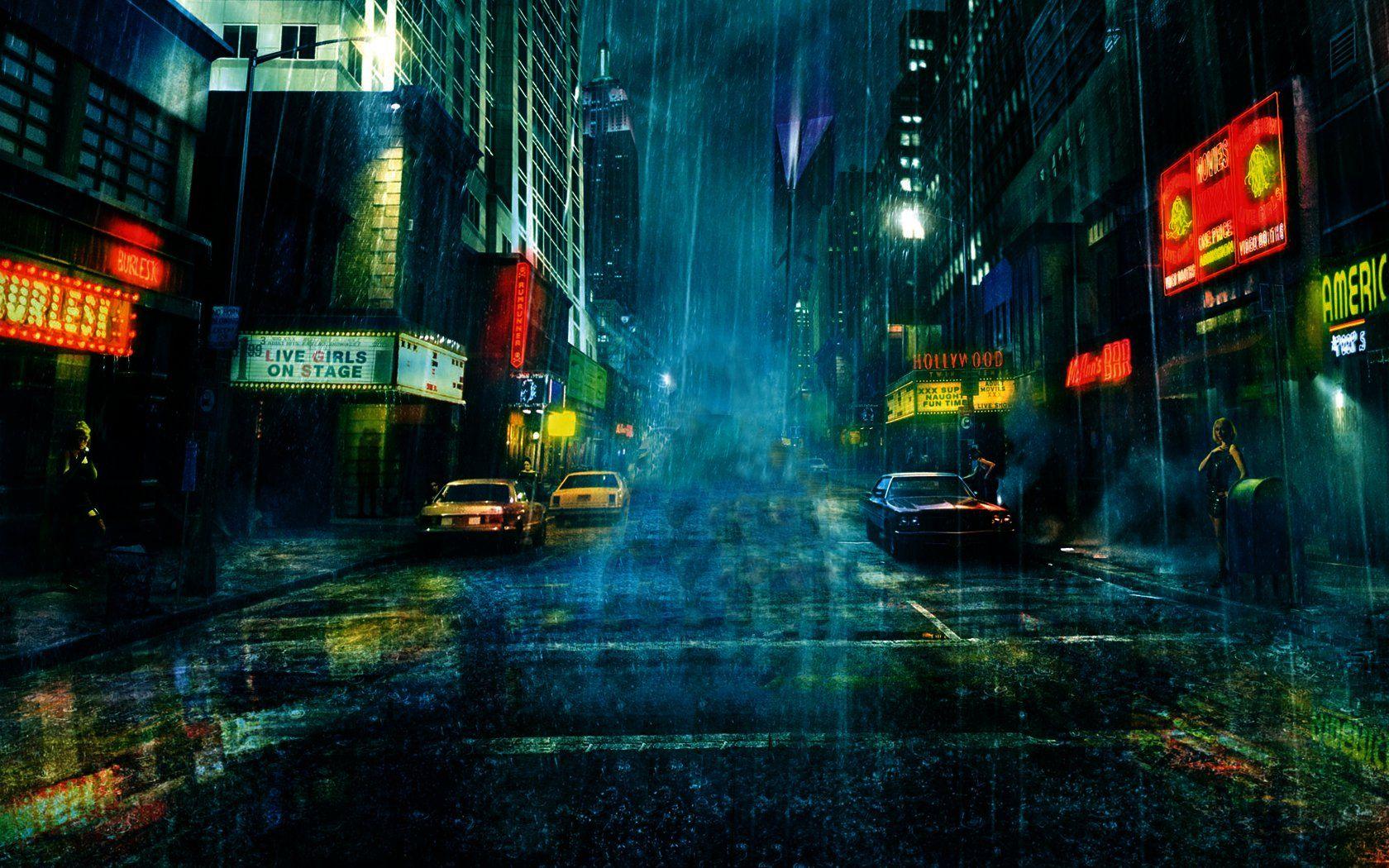 Urban Rain Wallpaper