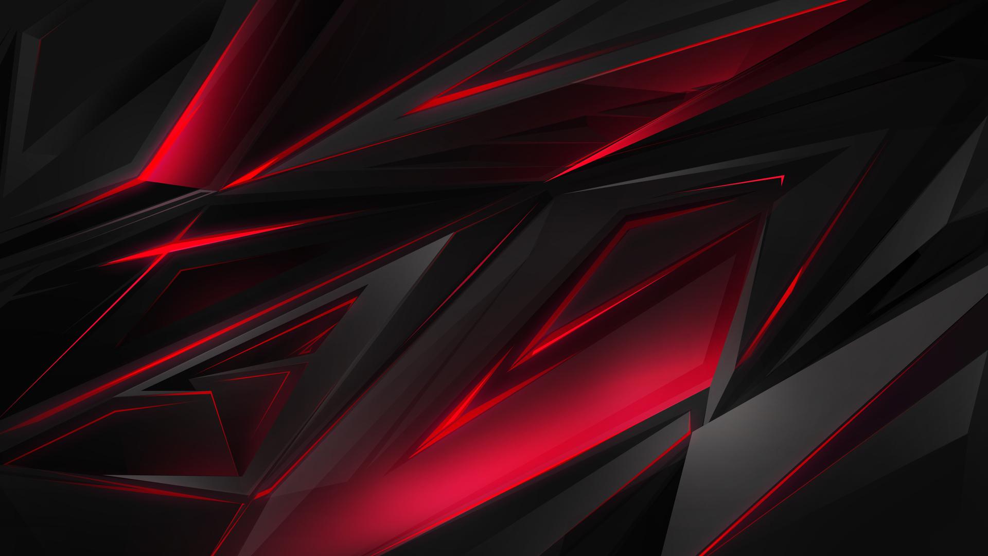 Polygonal Abstract Red Dark Background Laptop Full