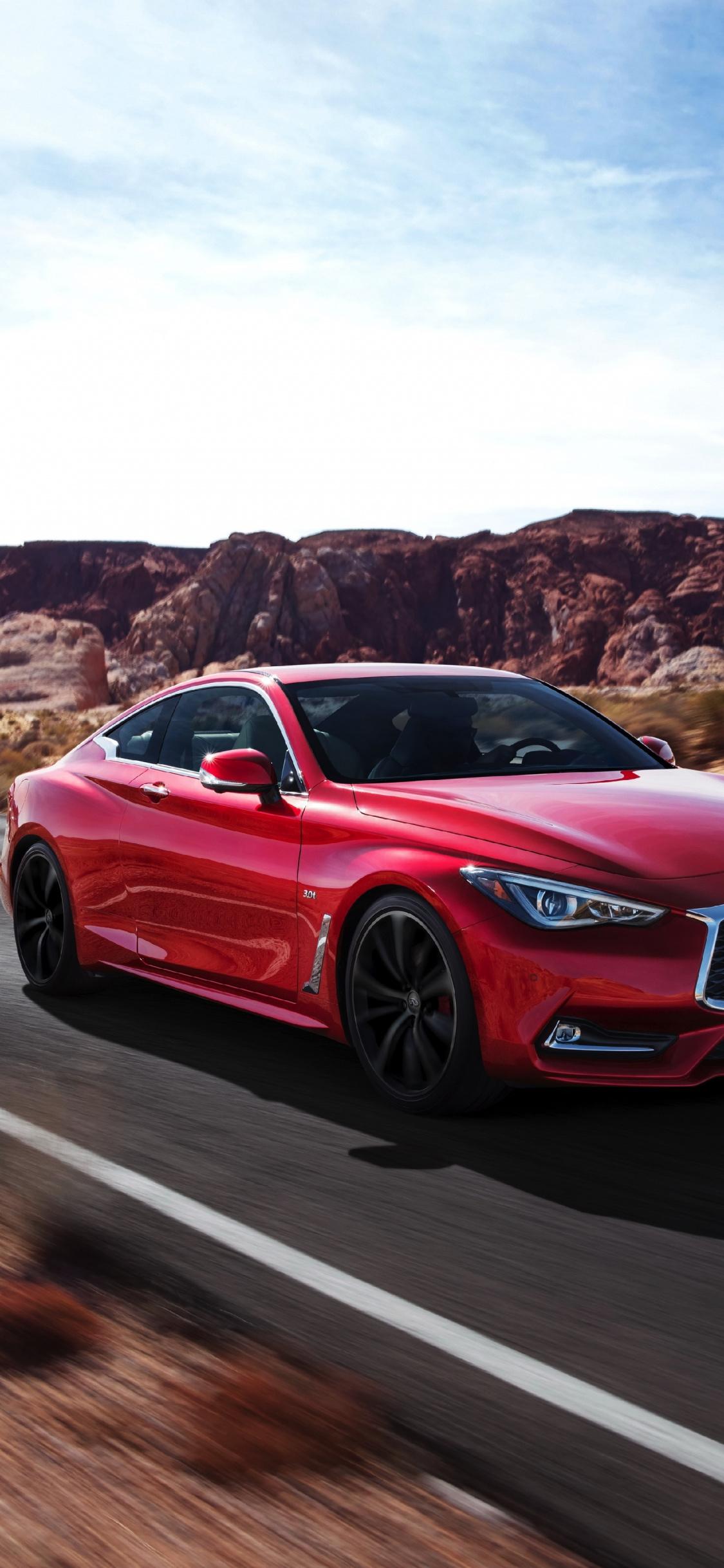 Download 1125x2436 wallpaper red, luxury car, infiniti q60