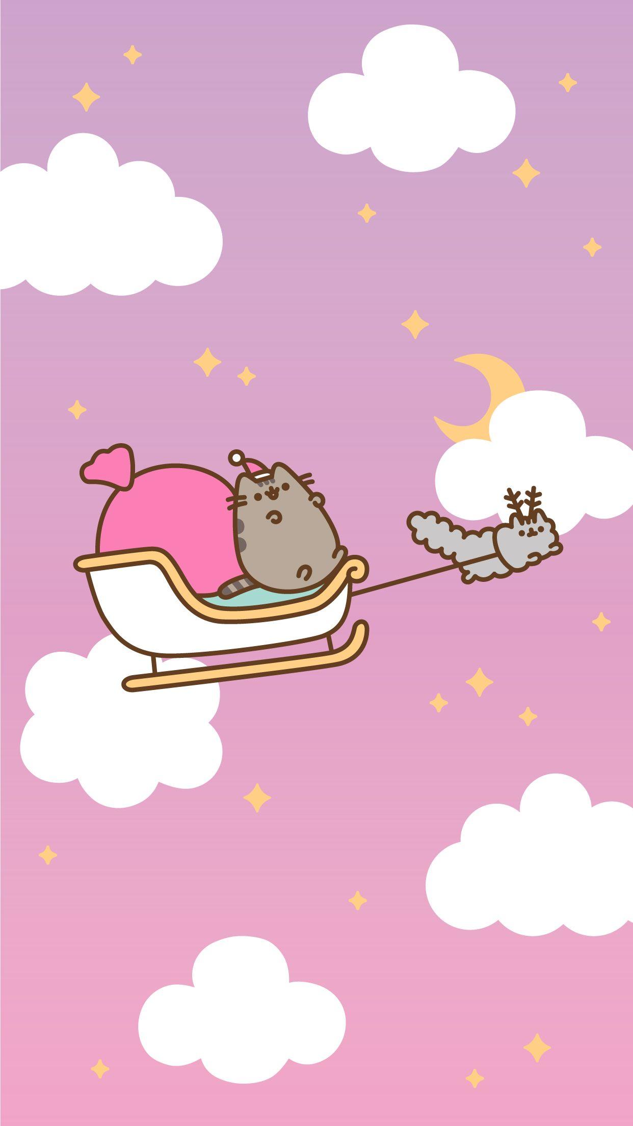 pusheen with rainbow