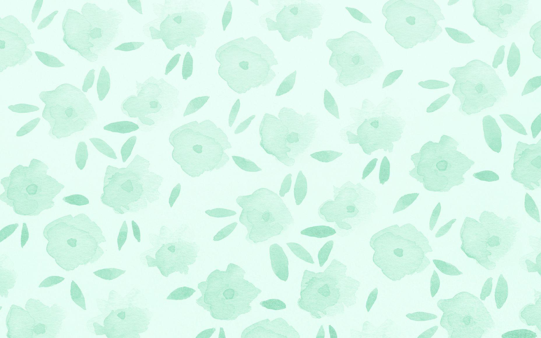 Mint Green Floral Wallpaper
