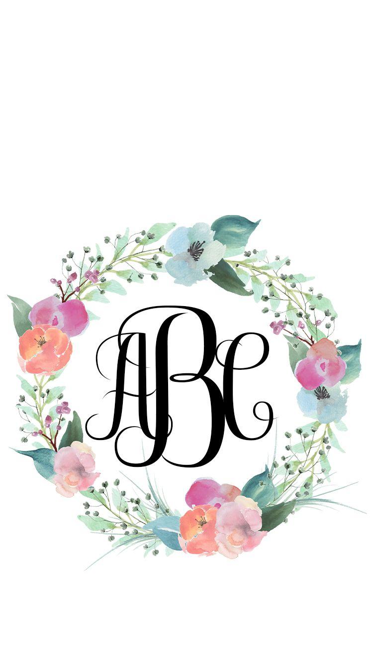 Editable Monogram iPhone Wallpaper, Digital Wallpaper, Phone