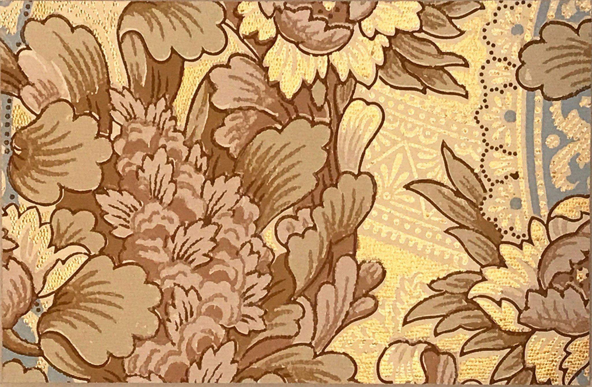 Aesthetic Era Gilt Floral Antique Wallpaper Wall Art