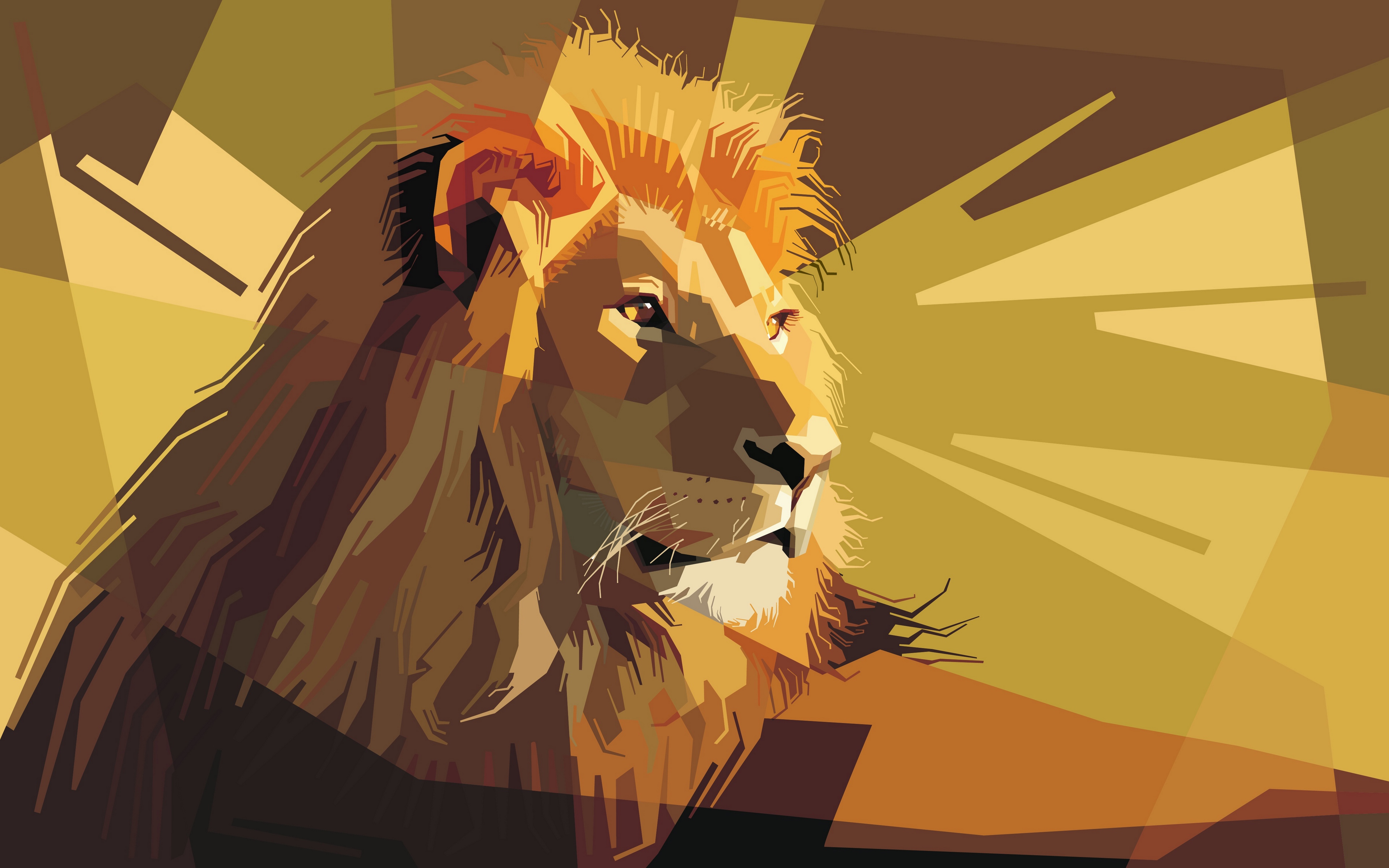 Download wallpaper 3840x2400 lion, art, vector, lines