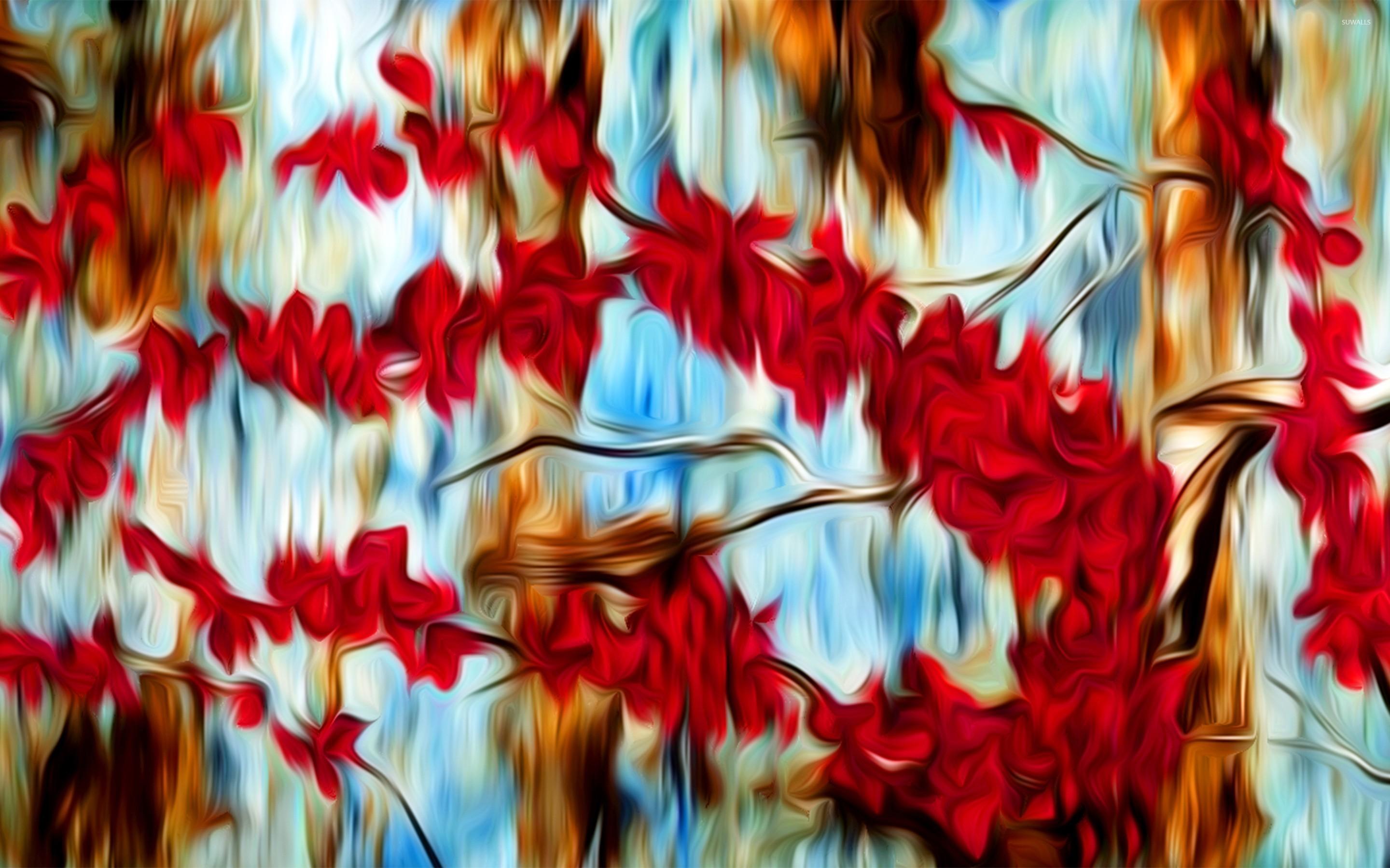 Painted abstract cherry tree wallpaper wallpaper