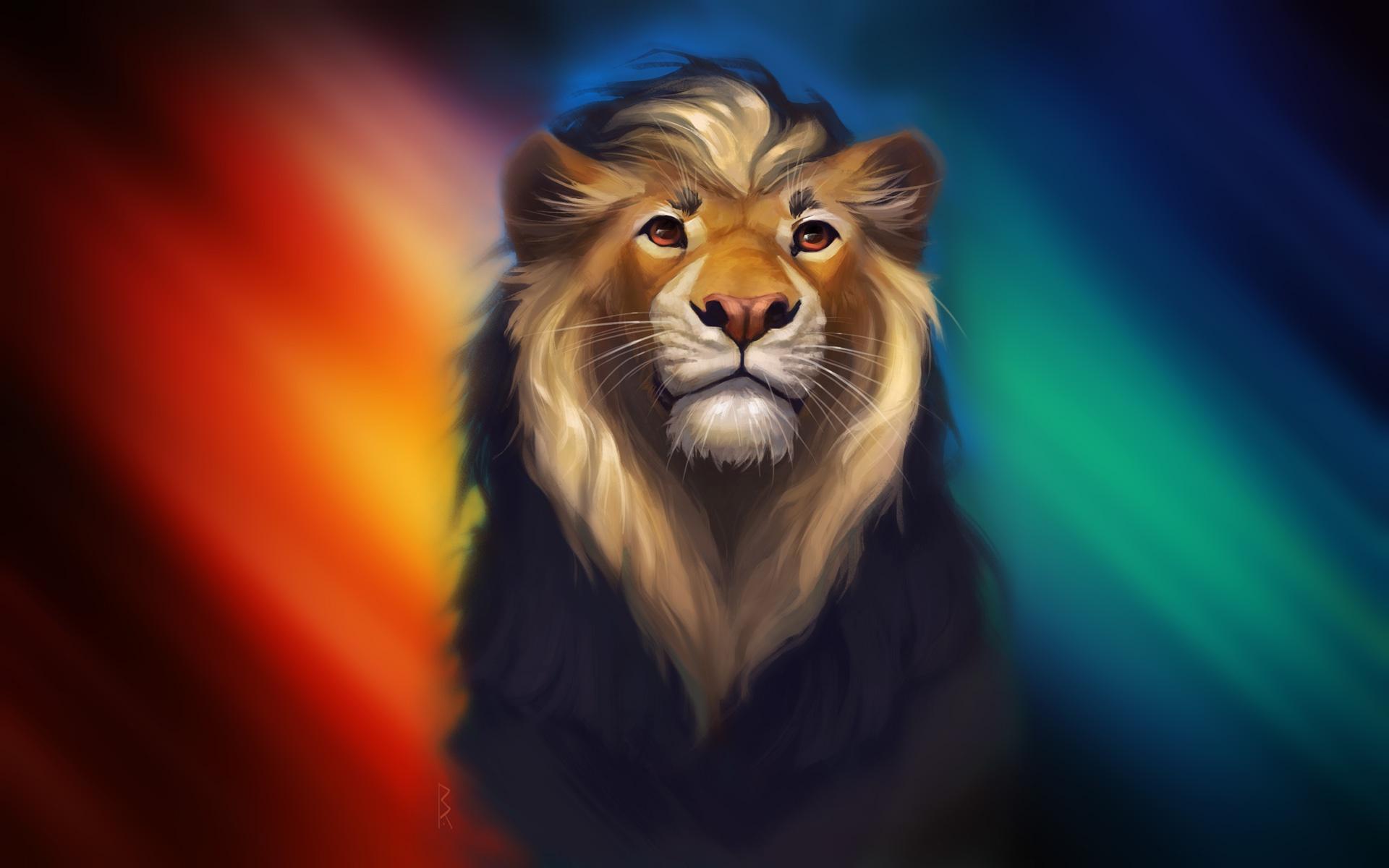 Lion Fantasy Colorful Art, HD Animals, 4k Wallpaper, Image
