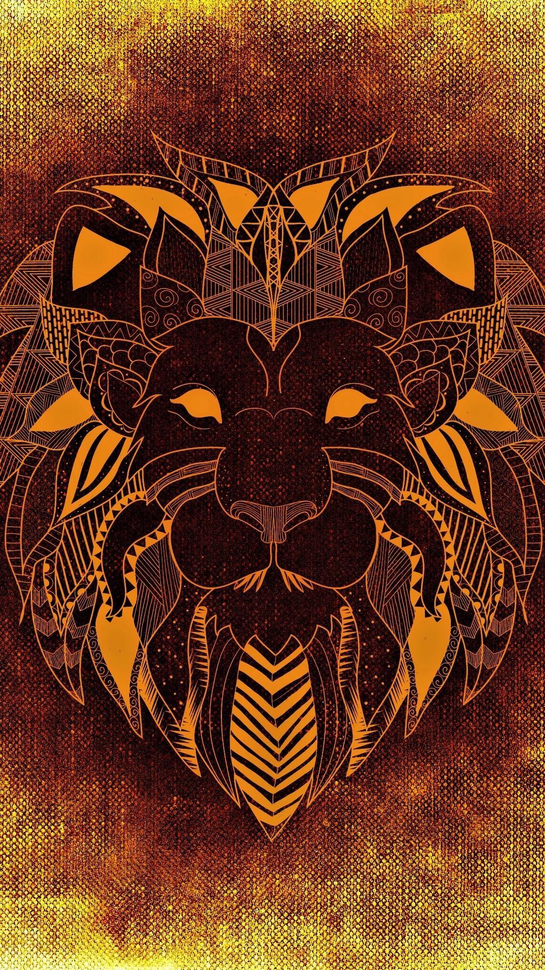 Download wallpaper 1080x1920 lion, art, patterned samsung