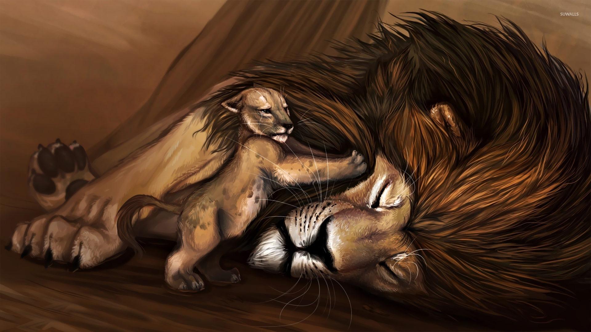 Cub waking up lion wallpaper wallpaper