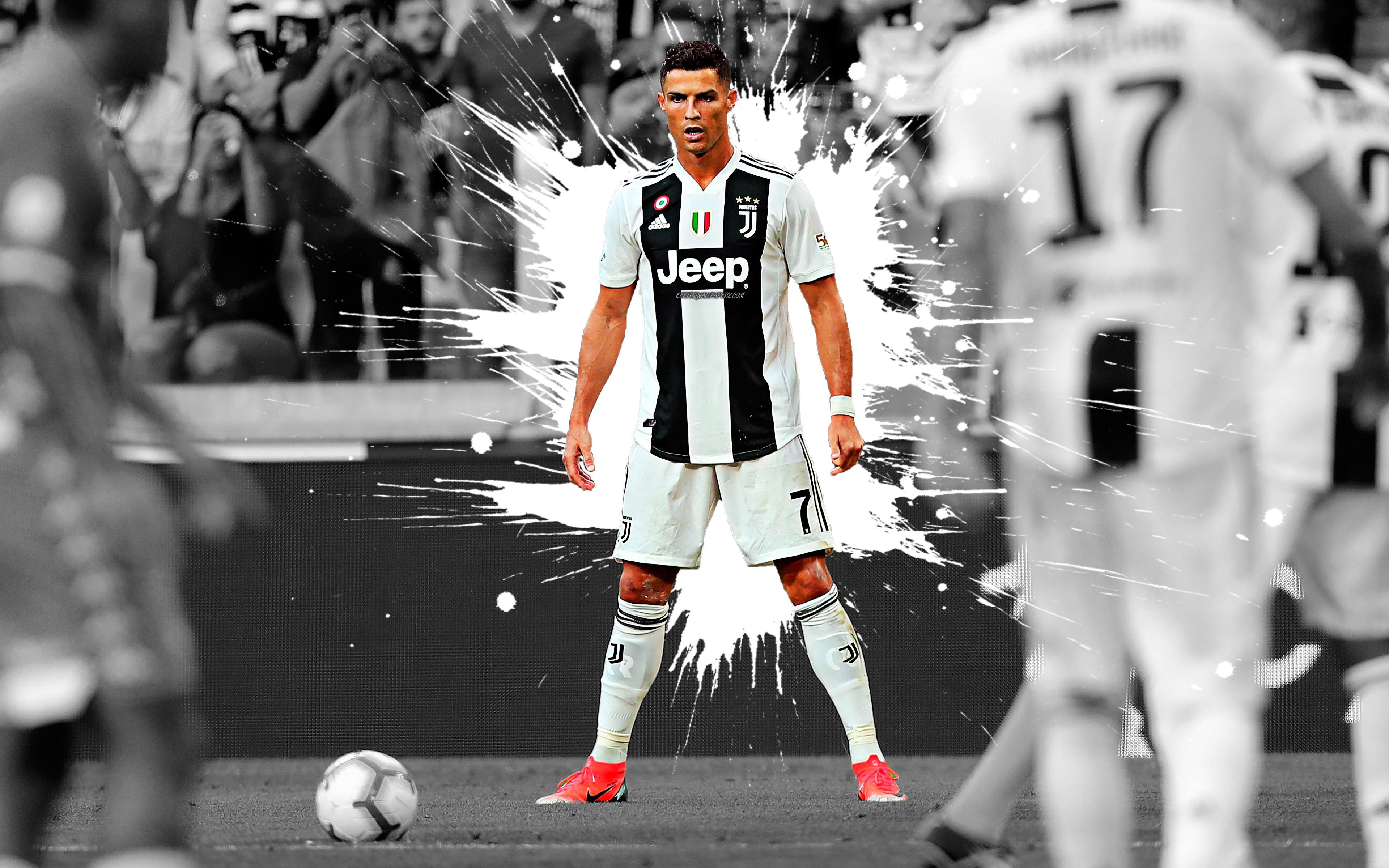 Download wallpaper Cristiano Ronaldo, 4k, art, Juventus FC