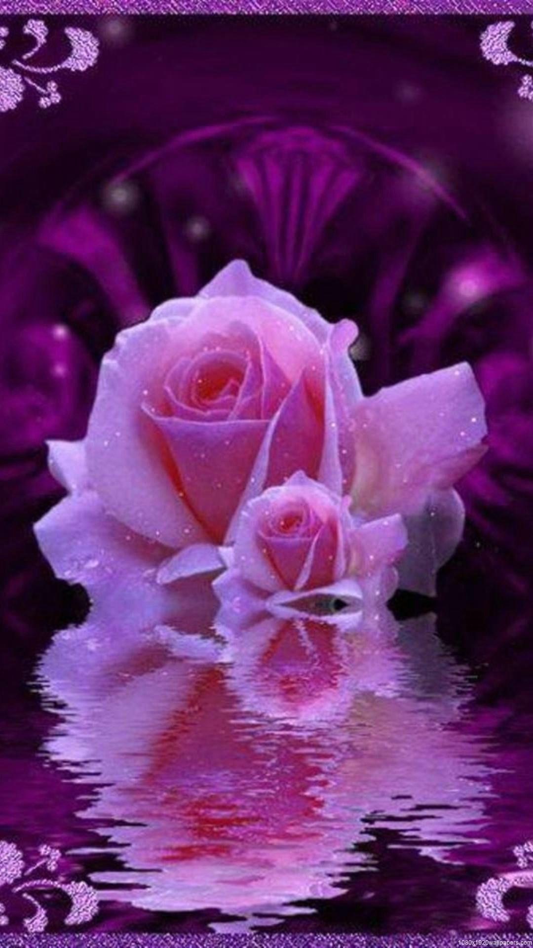 Purple Glitter Rose Wallpaper