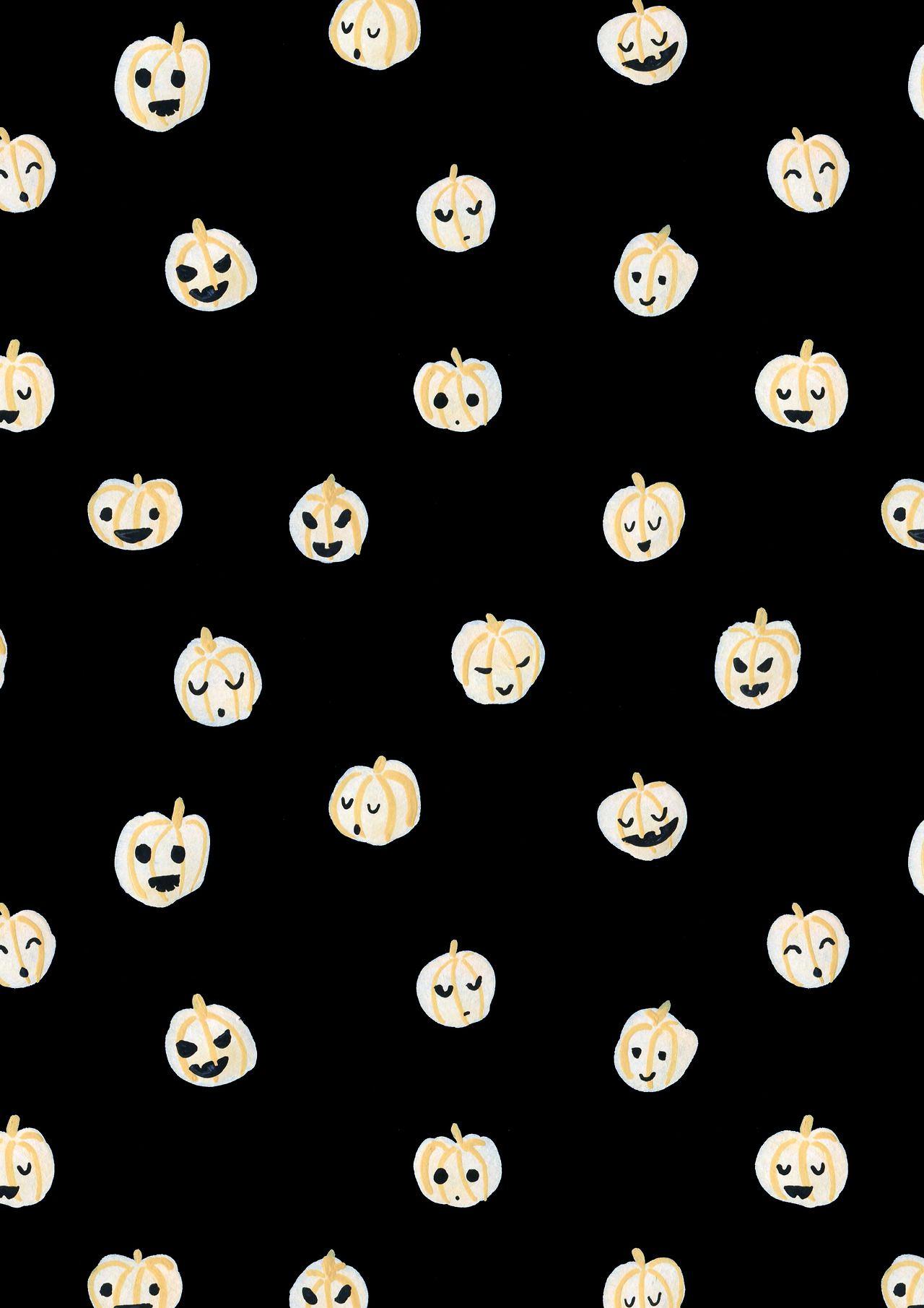 Autumn / Fall / Halloween cute pumpkin pattern design. Halloween wallpaper, October wallpaper, Fall wallpaper