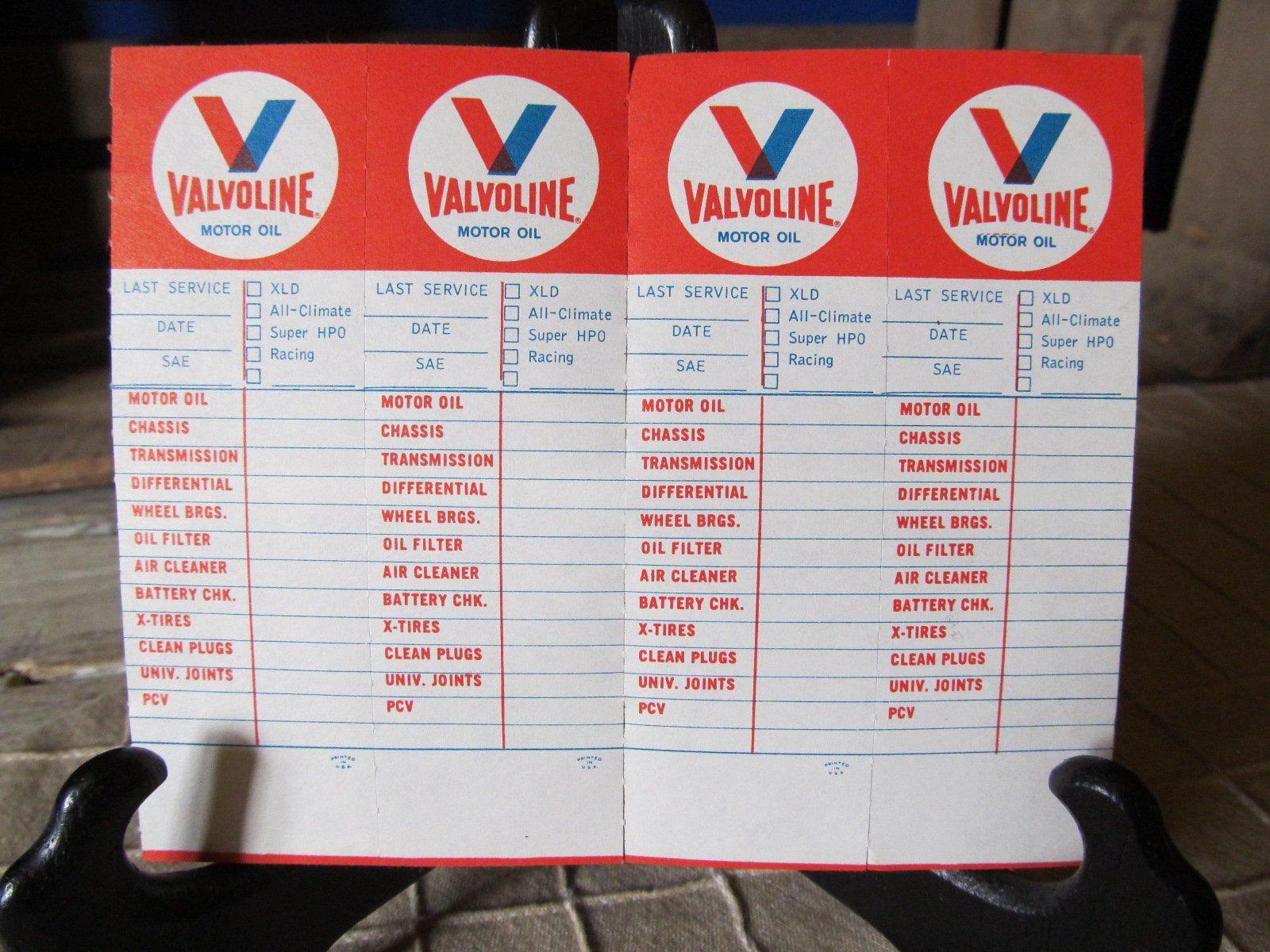 Vintage Blank Valvoline Service Oil Change Stickers