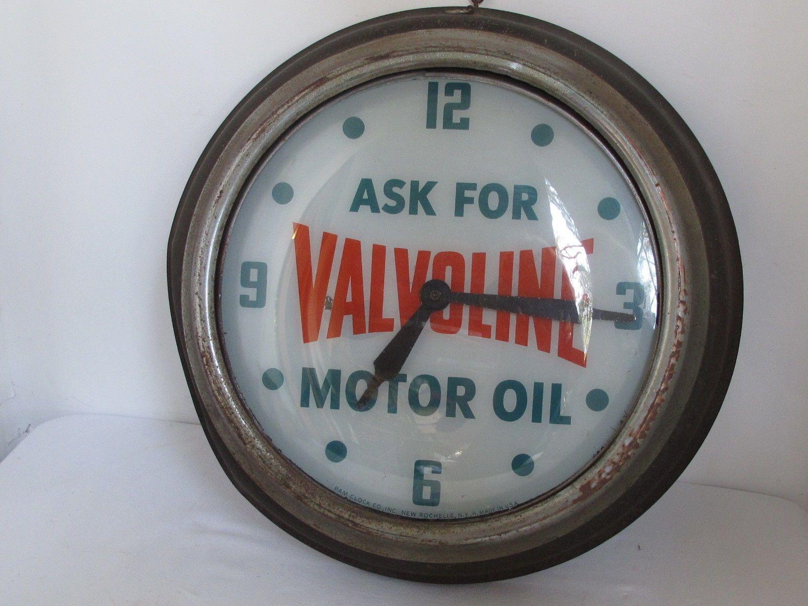 Vintage Valvoline Motor Oil Advertising Clock Gas Sign