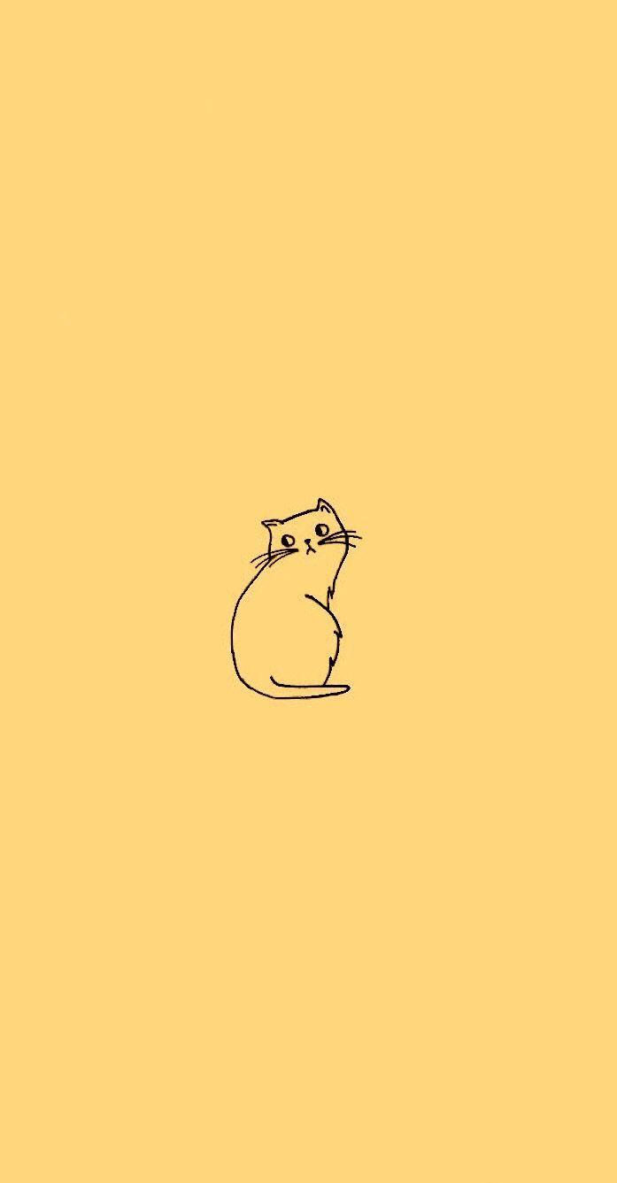 Inspo. Minimalist Illustrations yellow, Cat doodle