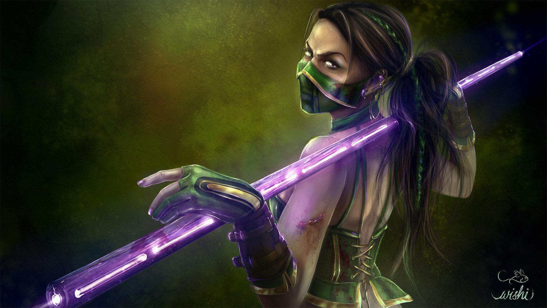 Full HD Wallpaper mortal kombat long hair jade bo staff