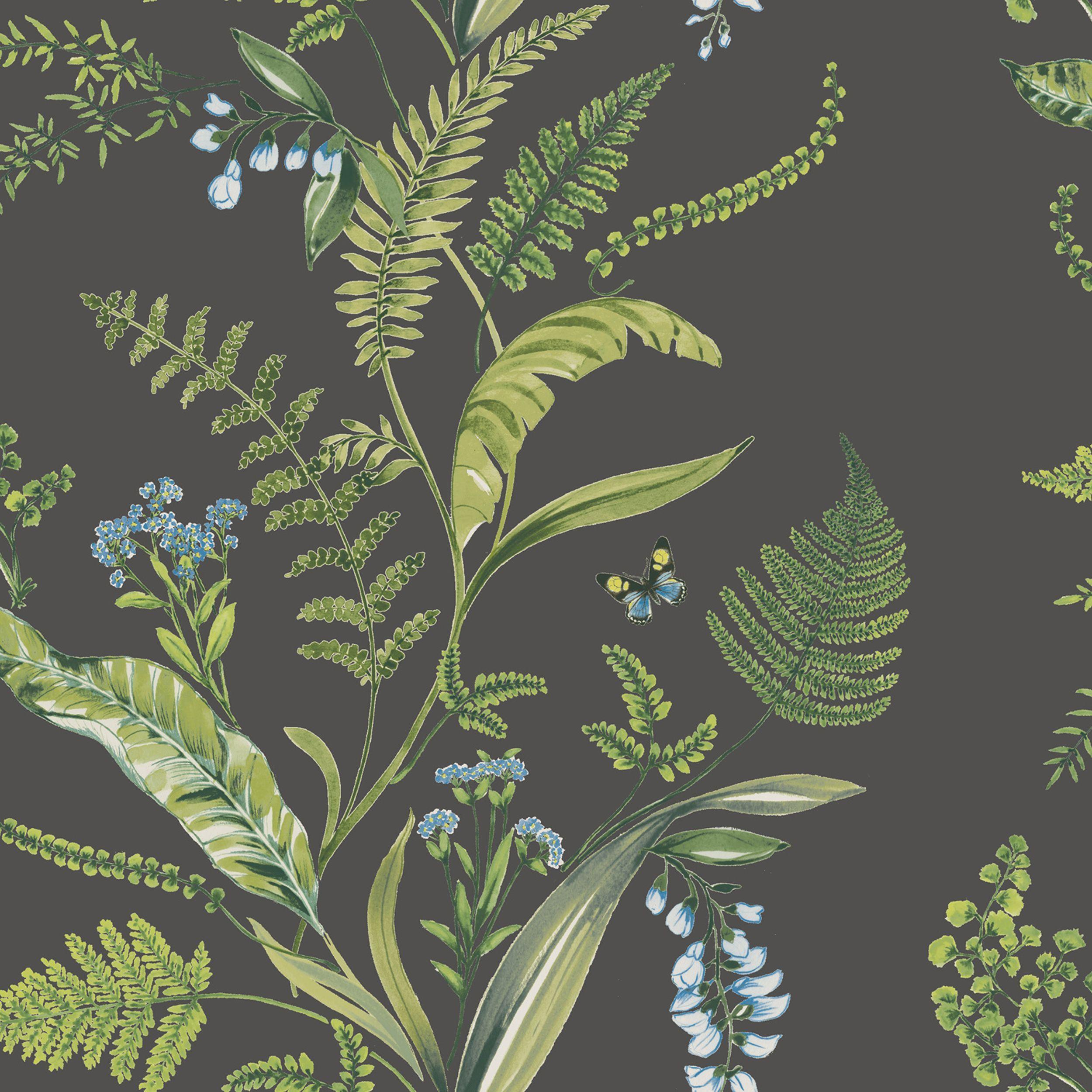 Fern & Flowers Green Floral Wallpaper Product code