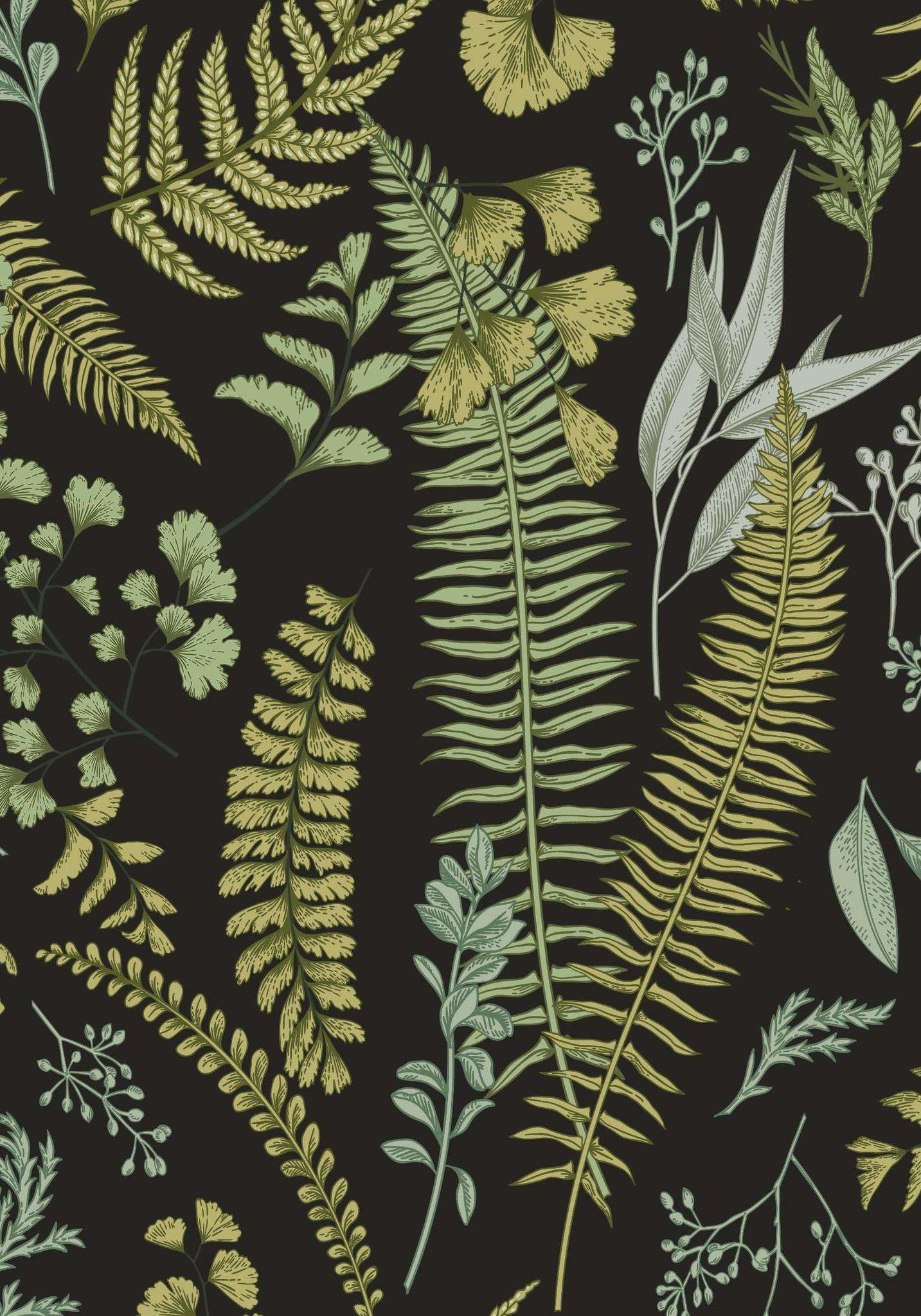 Dark botanical wallpaper