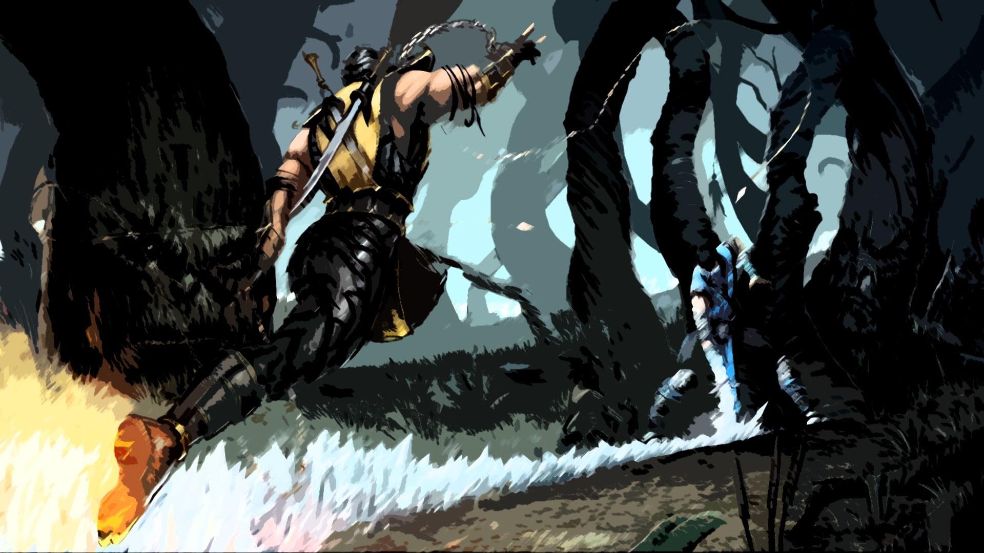 Scorpion And Sub Zero Illustration, Mortal Kombat, Sub Zero