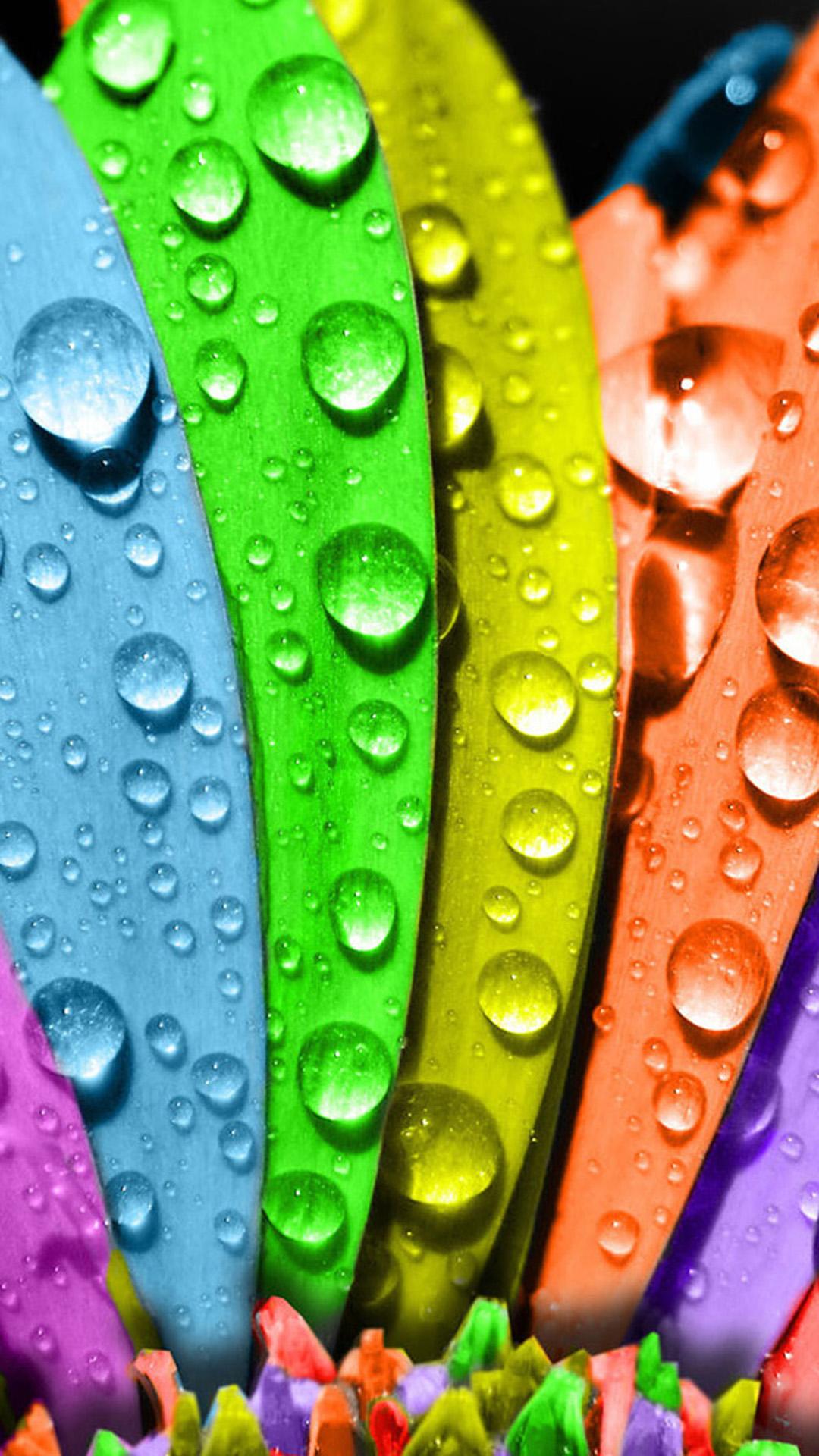 Colorful macro water drops Android wallpaper HD