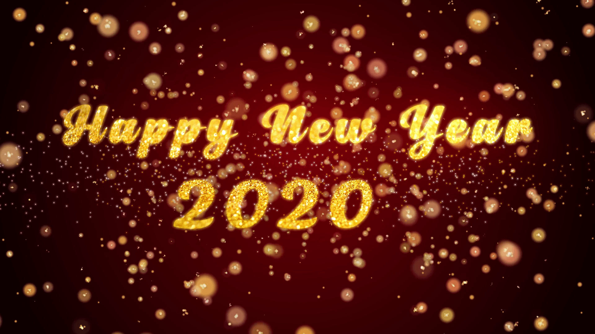 happy new year 2020 greeting card text with sparkling