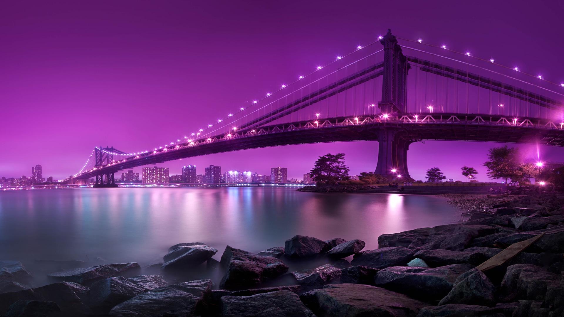 Natural Architectural Bridge at Night Scenery HD Wallpaper