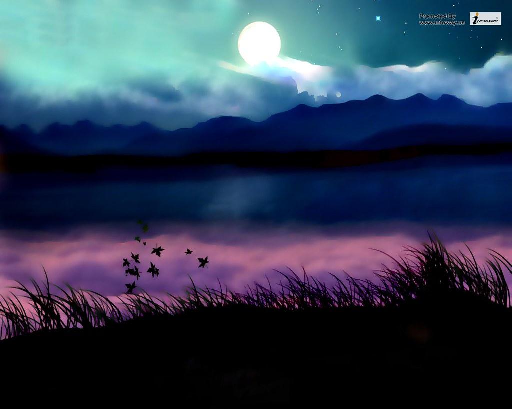 Clouds moon scenic night sky HD Wallpaper. Clouds moon sce