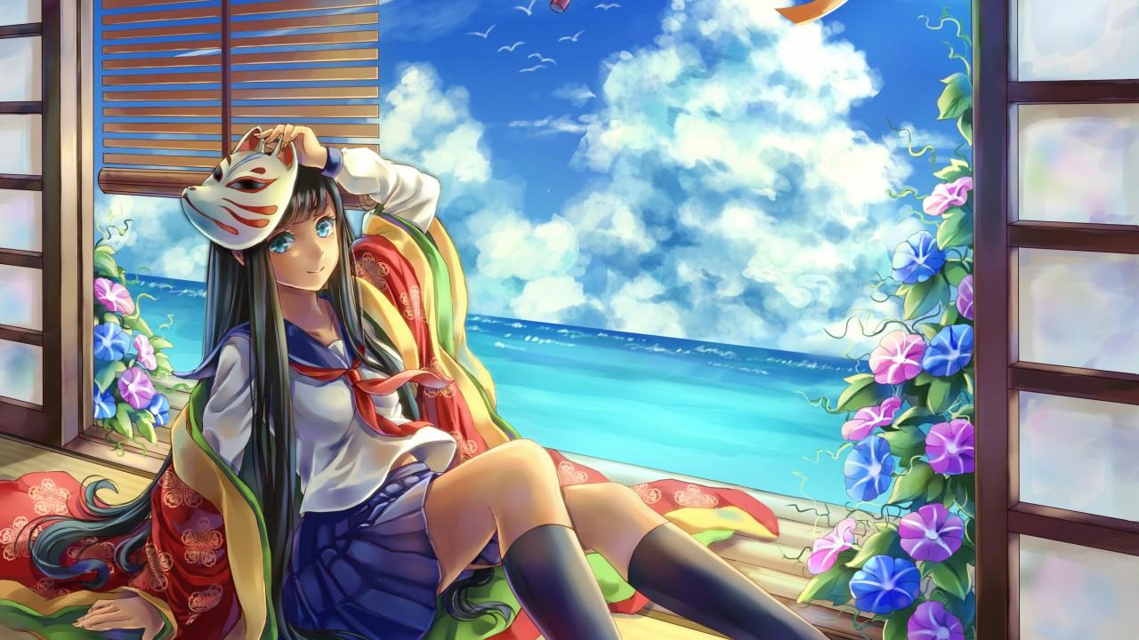 Wallpaper Anime girl, School girl, HD, Anime