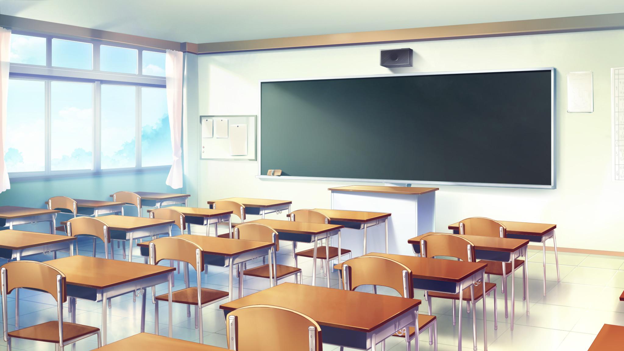 Anime Background Concept School Classroom View Stock Vector (Royalty Free)  2316304623