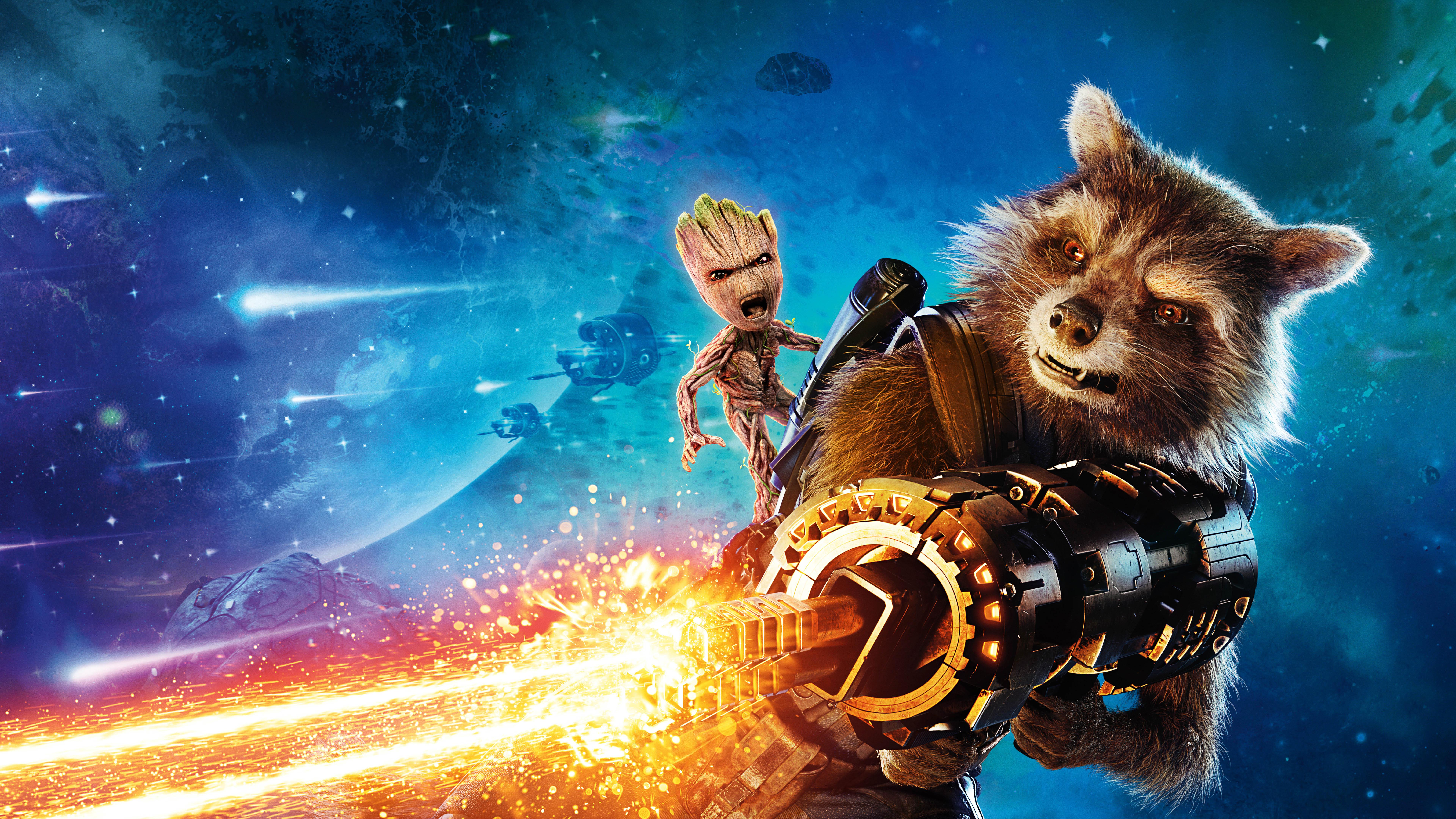 Groot Rocket Raccoon Guardians of the Galaxy Vol 2 8K