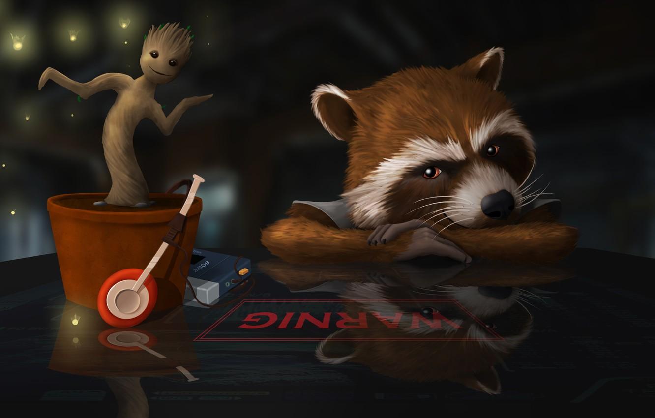 Wallpaper rocket, raccoon, groot, guardians of the galaxy image for desktop, section фильмы